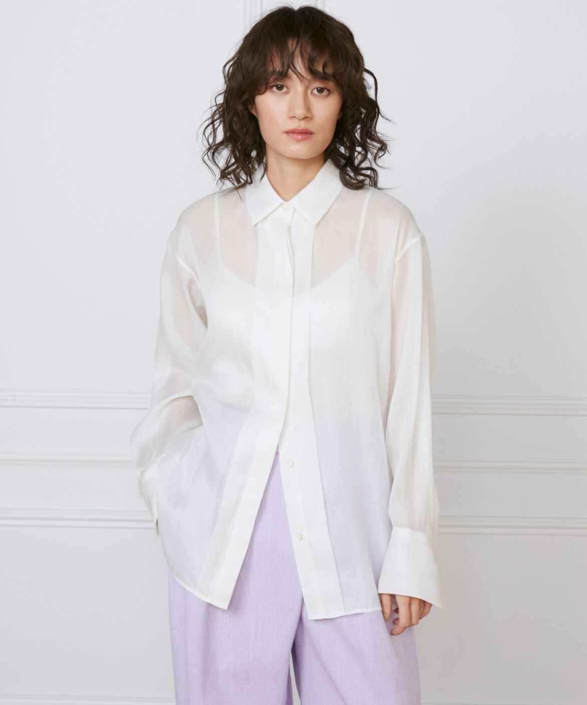 INED「オーガンジーシャツ《la veille by SUPERIOR CLOSET》」|シャツ・ブラウス|オフホワイト1