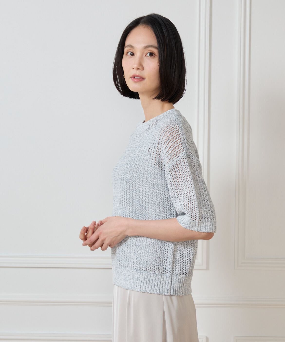 7-IDconcept.「ボックスシルエット透かし柄ニット」|ニット・セーター|