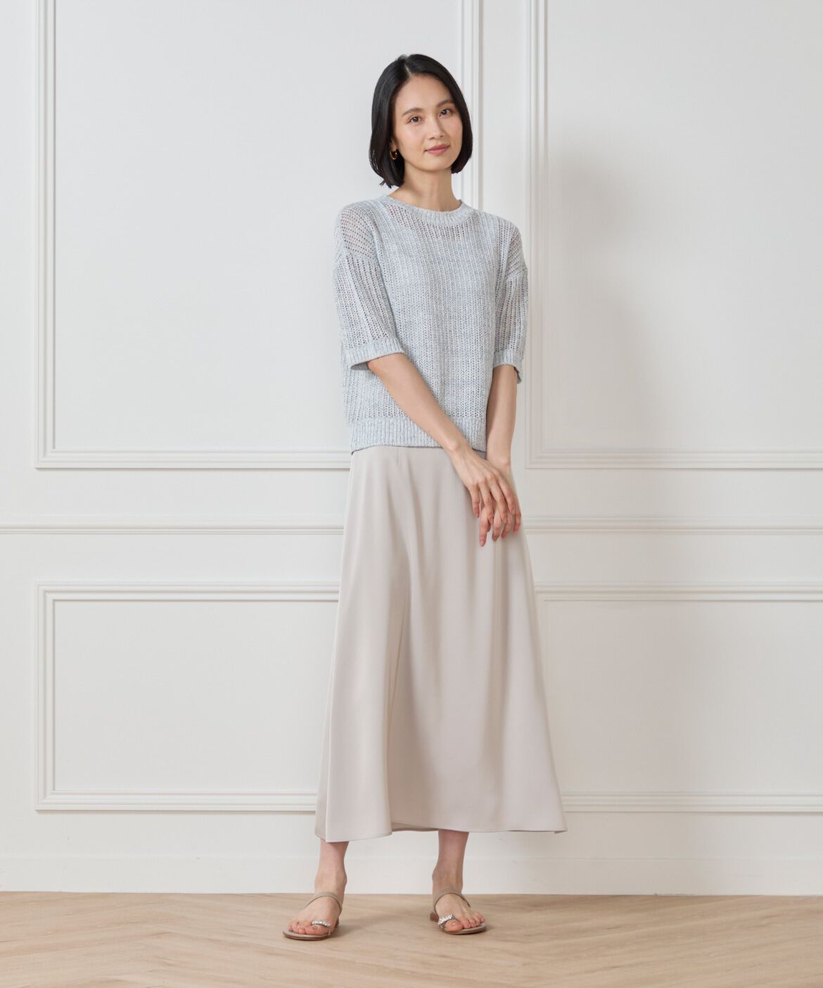 7-IDconcept.「ボックスシルエット透かし柄ニット」|ニット・セーター|