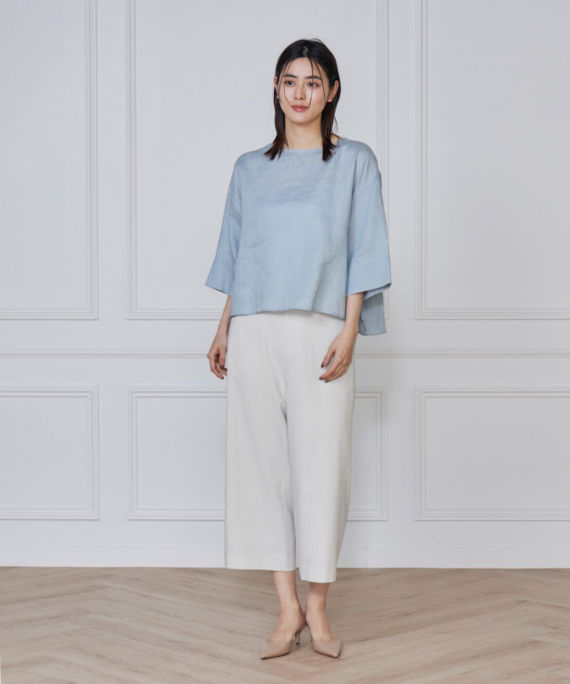 7-IDconcept.「《大きいサイズ》リネンワイドシルエットブラウス」|シャツ・ブラウス|