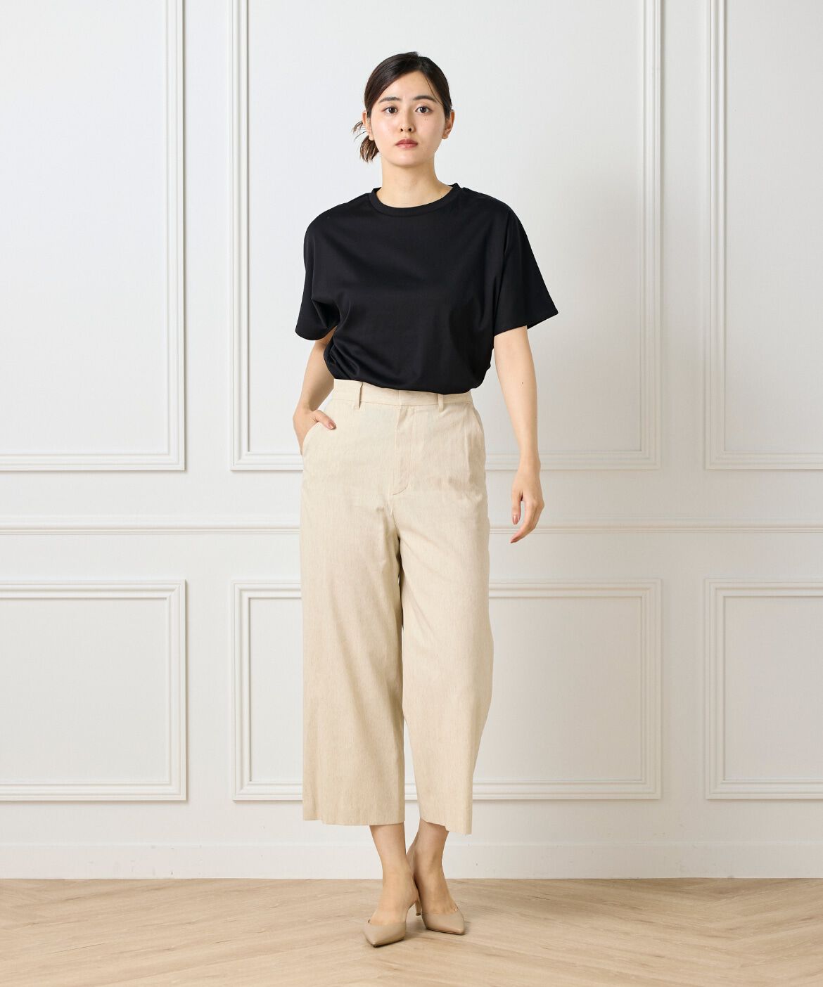 7-IDconcept.「《大きいサイズ》ワイドクロップトパンツ」|その他|