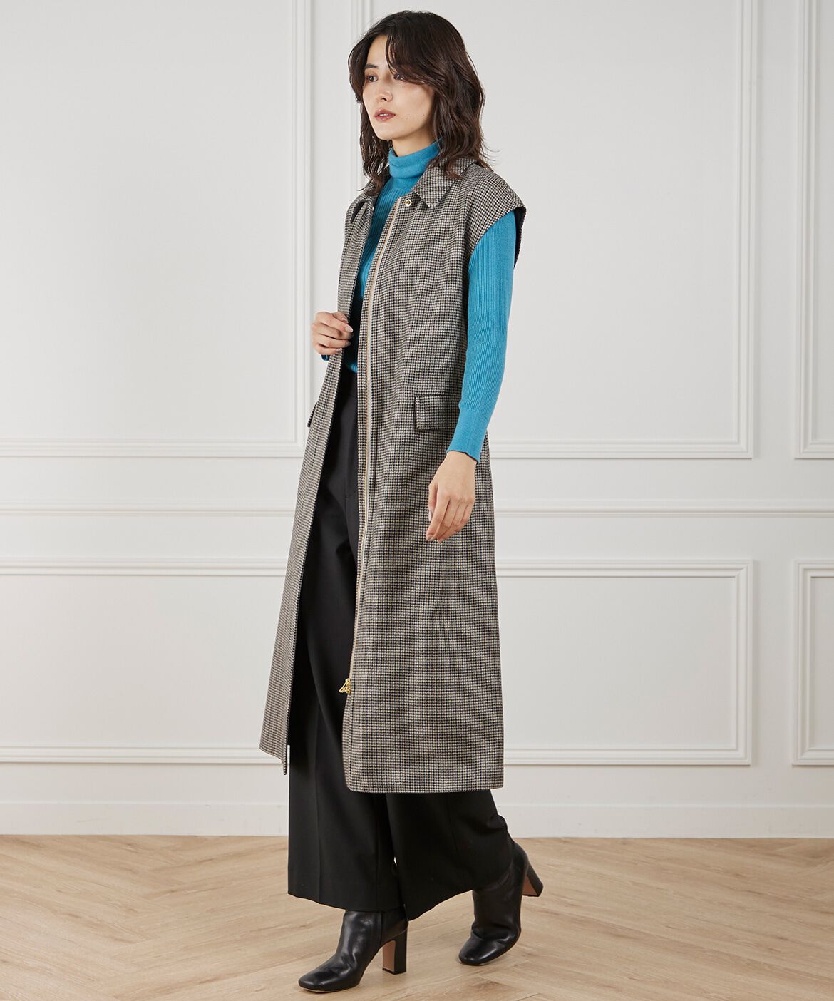 INED「ダブルフェイス2WAYロングジレ」|ダウンベスト・ベスト|