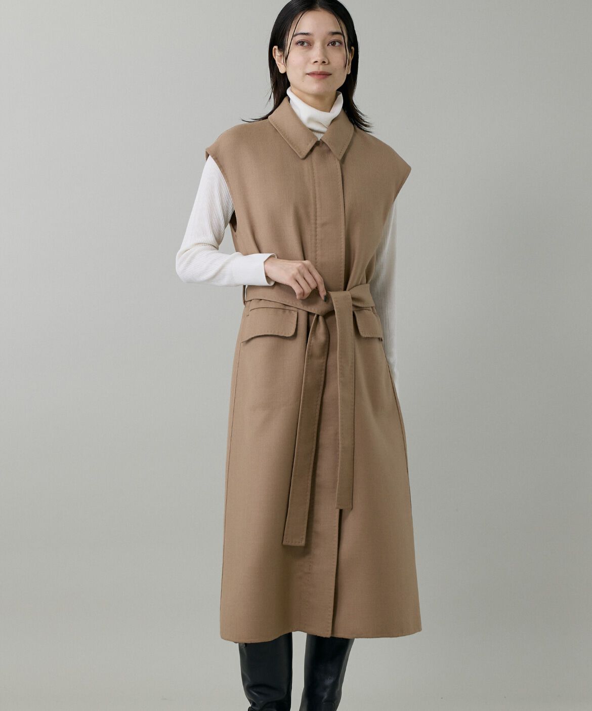 INED「ダブルフェイス2WAYロングジレ」|ダウンベスト・ベスト|