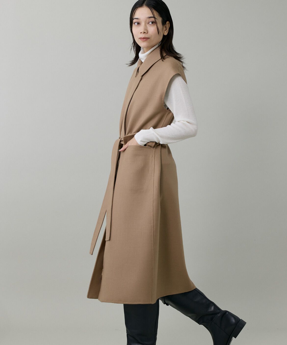 INED「ダブルフェイス2WAYロングジレ」|ダウンベスト・ベスト|