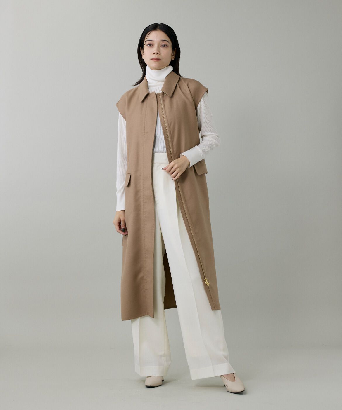 INED「ダブルフェイス2WAYロングジレ」|ダウンベスト・ベスト|