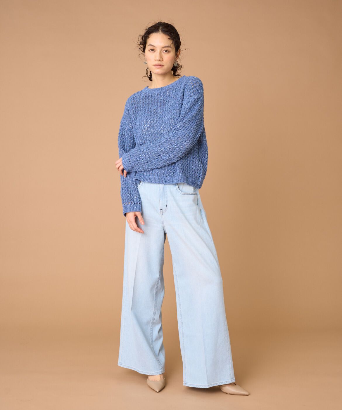 INED「《大きいサイズ》スパンコールニット」|ニット・セーター|