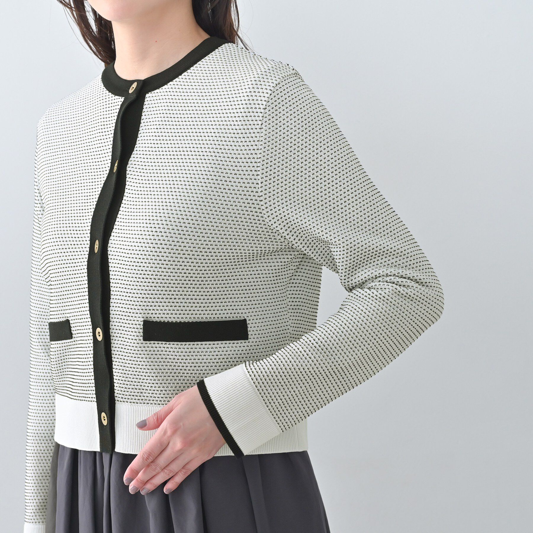 UNTITLED「配色ハイゲージニットカーディガン」|カーディガン|