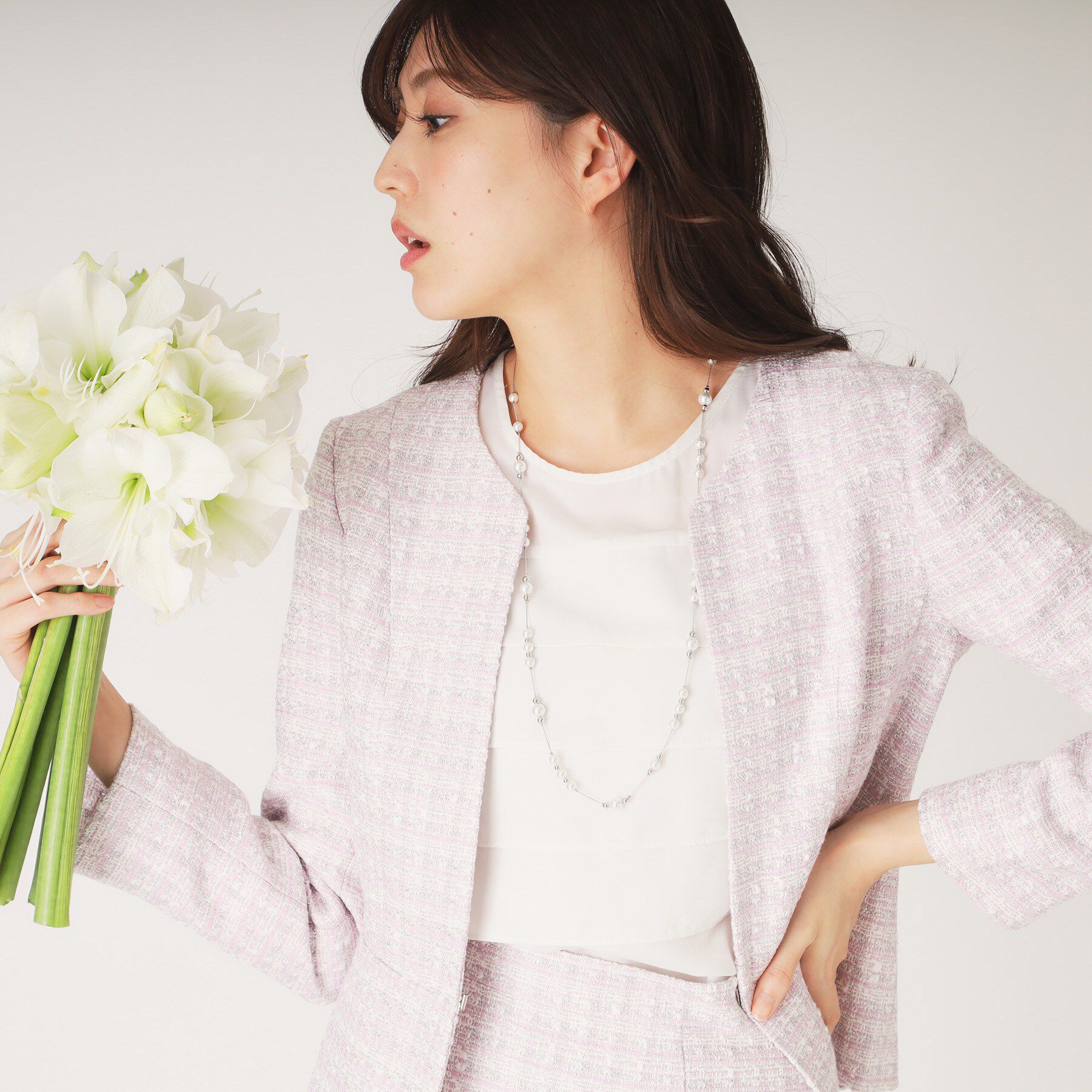 COUP DE CHANCE「【日本製】ファンシーツィードジャケット」|ノーカラージャケット|