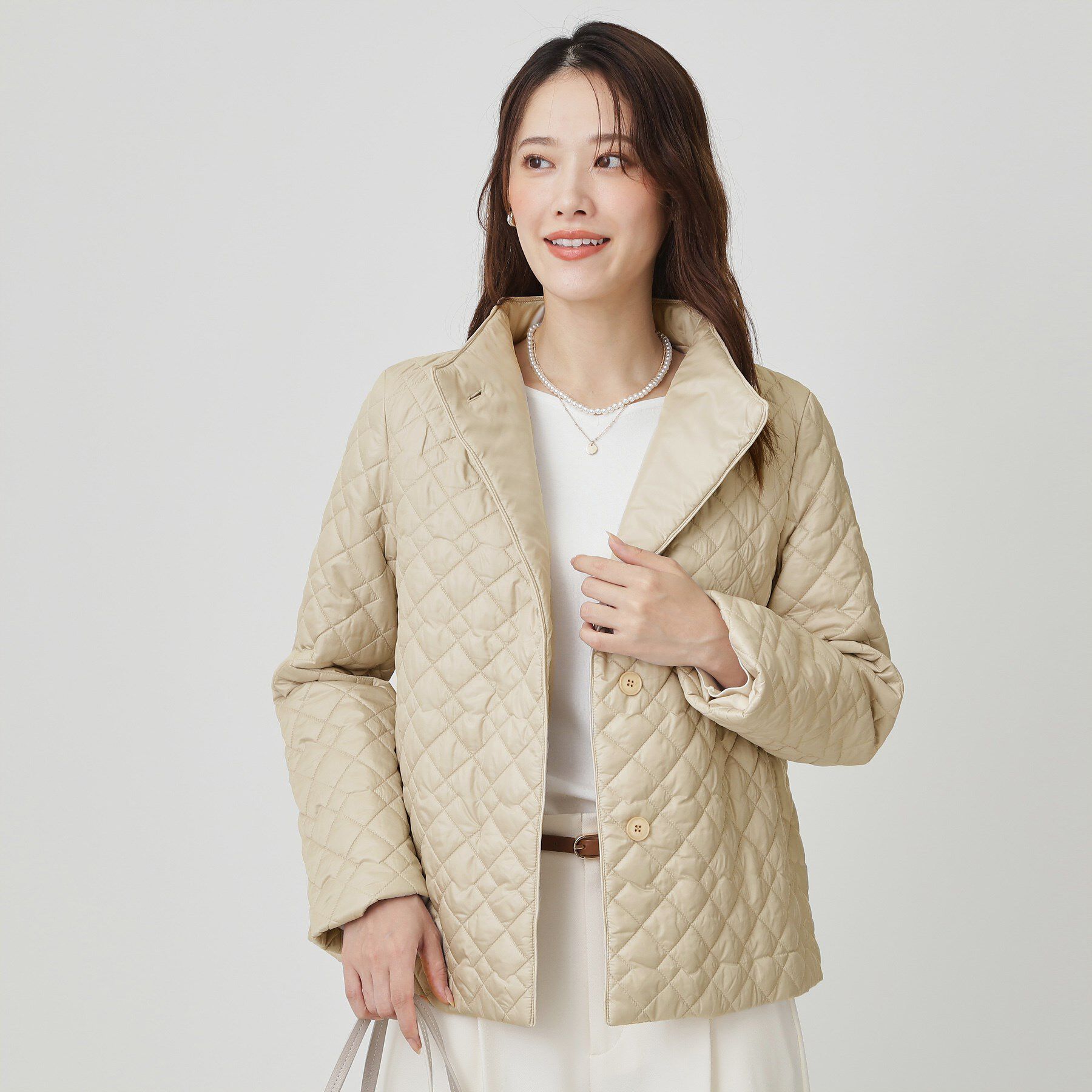 COUP DE CHANCE「【軽い着心地】中綿キルトジャケット」|ノーカラージャケット|