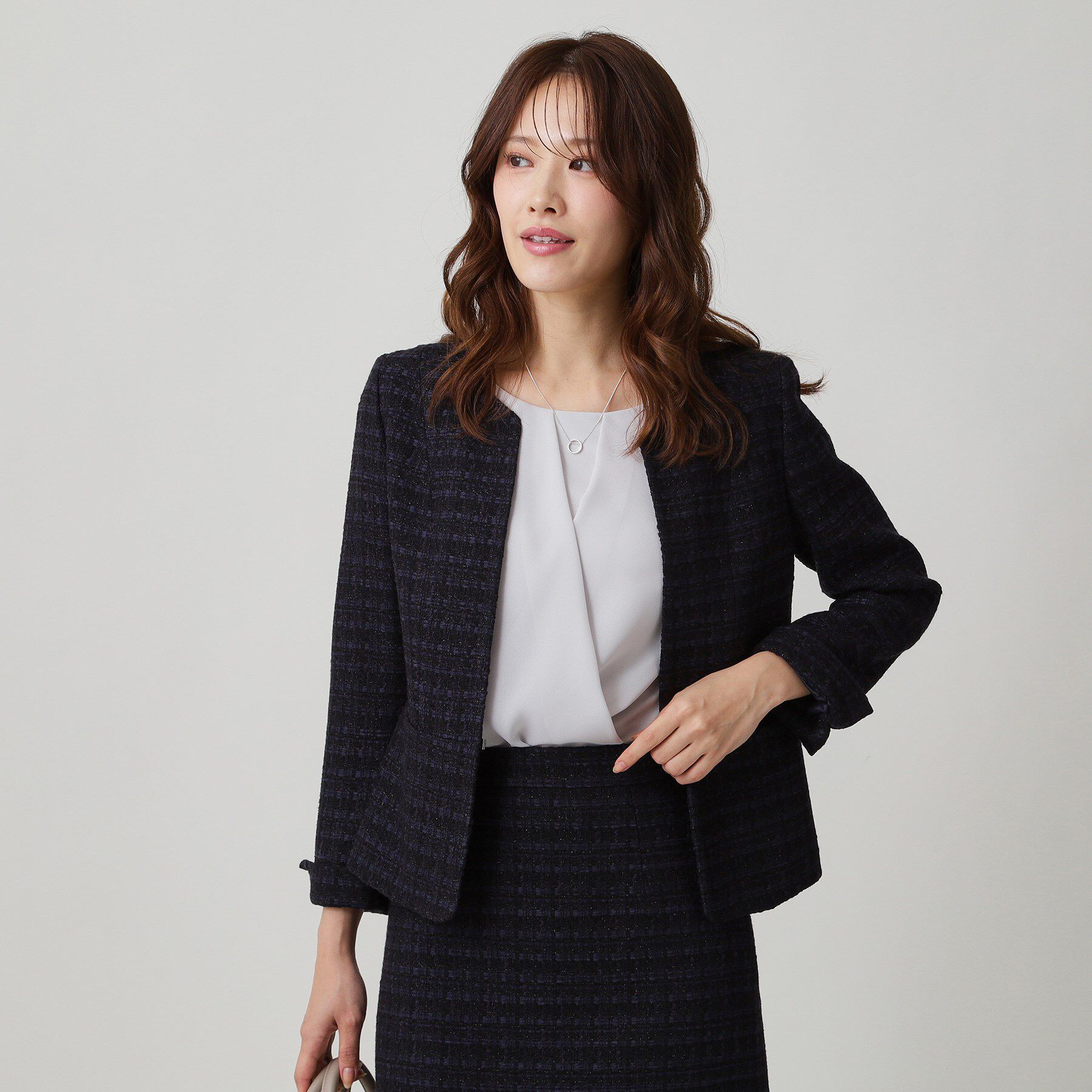 COUP DE CHANCE「【日本製／セットアップ可】ファンシーツィードのノーカラージャケット」|ノーカラージャケット|