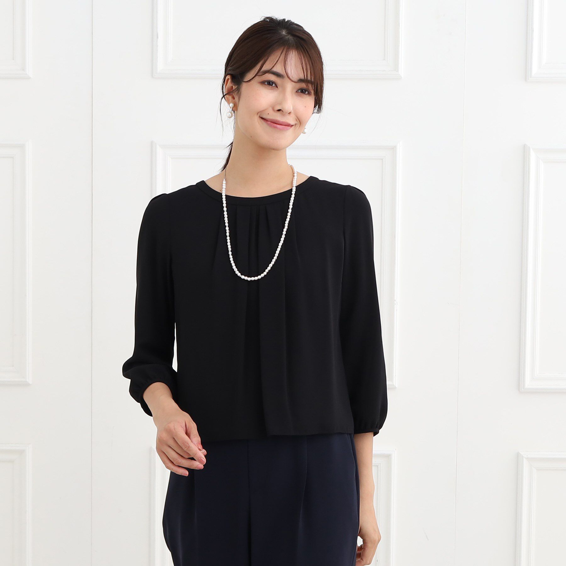 Reflect「【マシンウォッシュ可】ピンタックブラウス」|シャツ・ブラウス|ブラック(019)