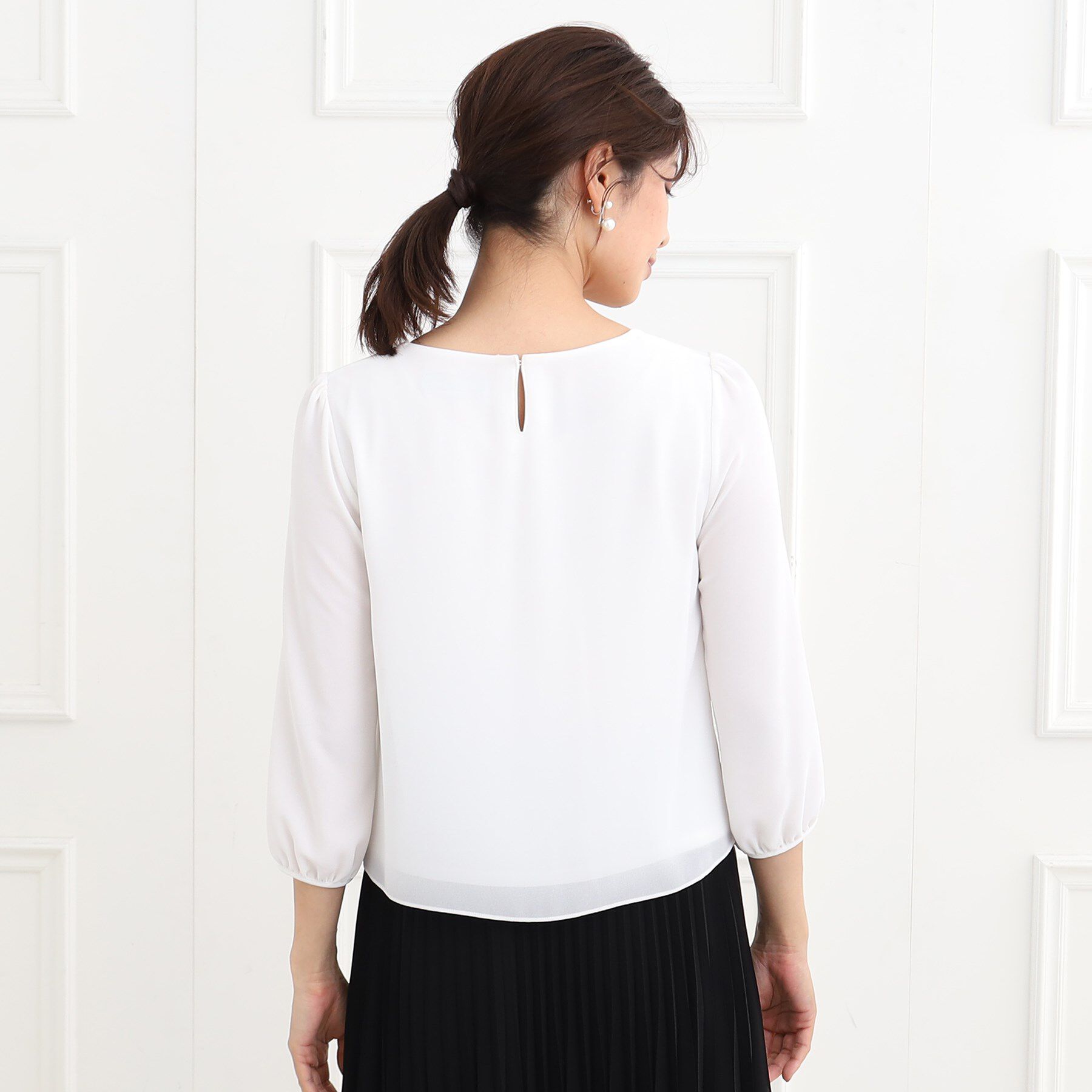 Reflect「【夏SALE／フォーマル/マシンウォッシュ可】フロントラッフルディティールブラウス」|シャツ・ブラウス|