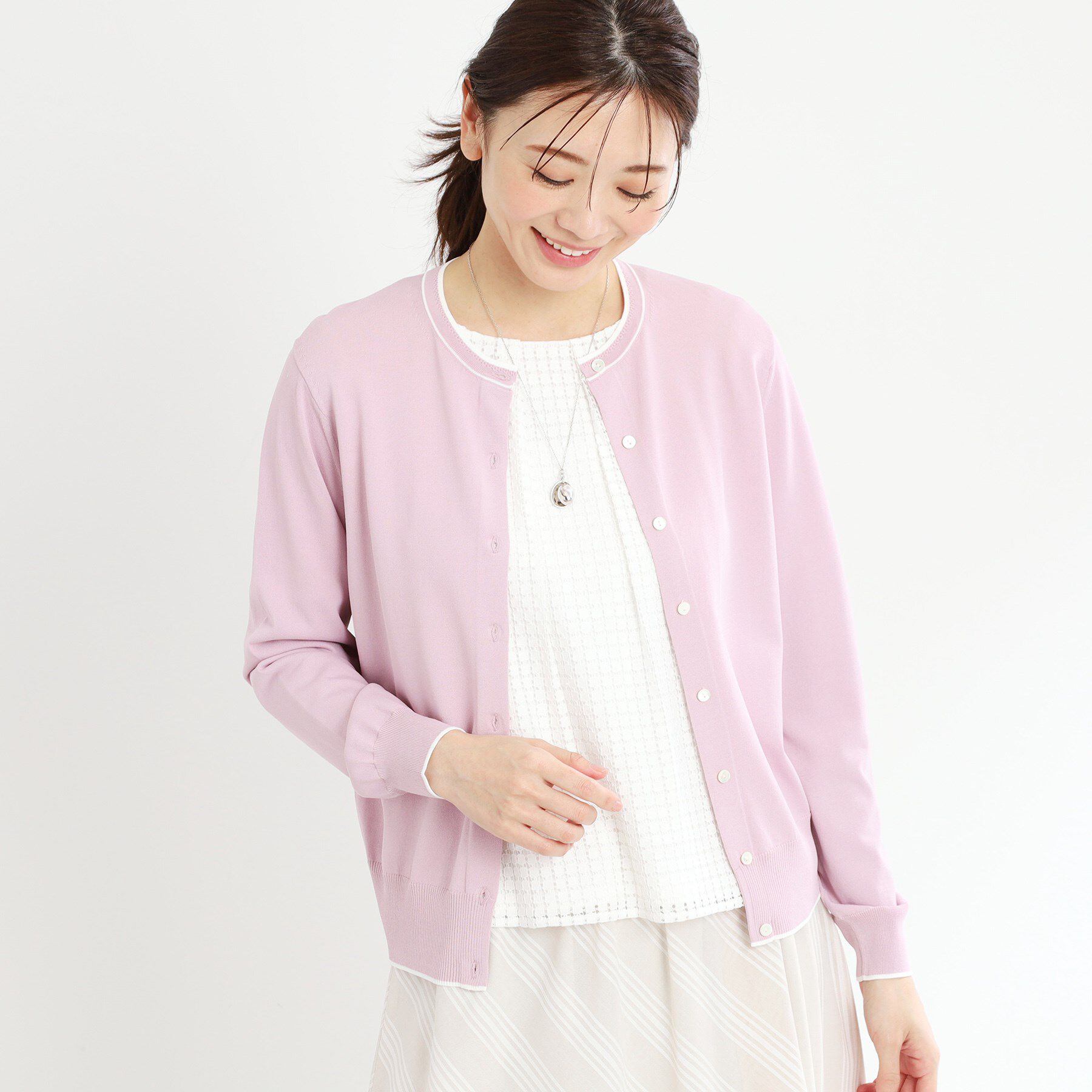 Reflect「【手洗い可／アンサンブル可】バイカラーカーディガン」|カーディガン|