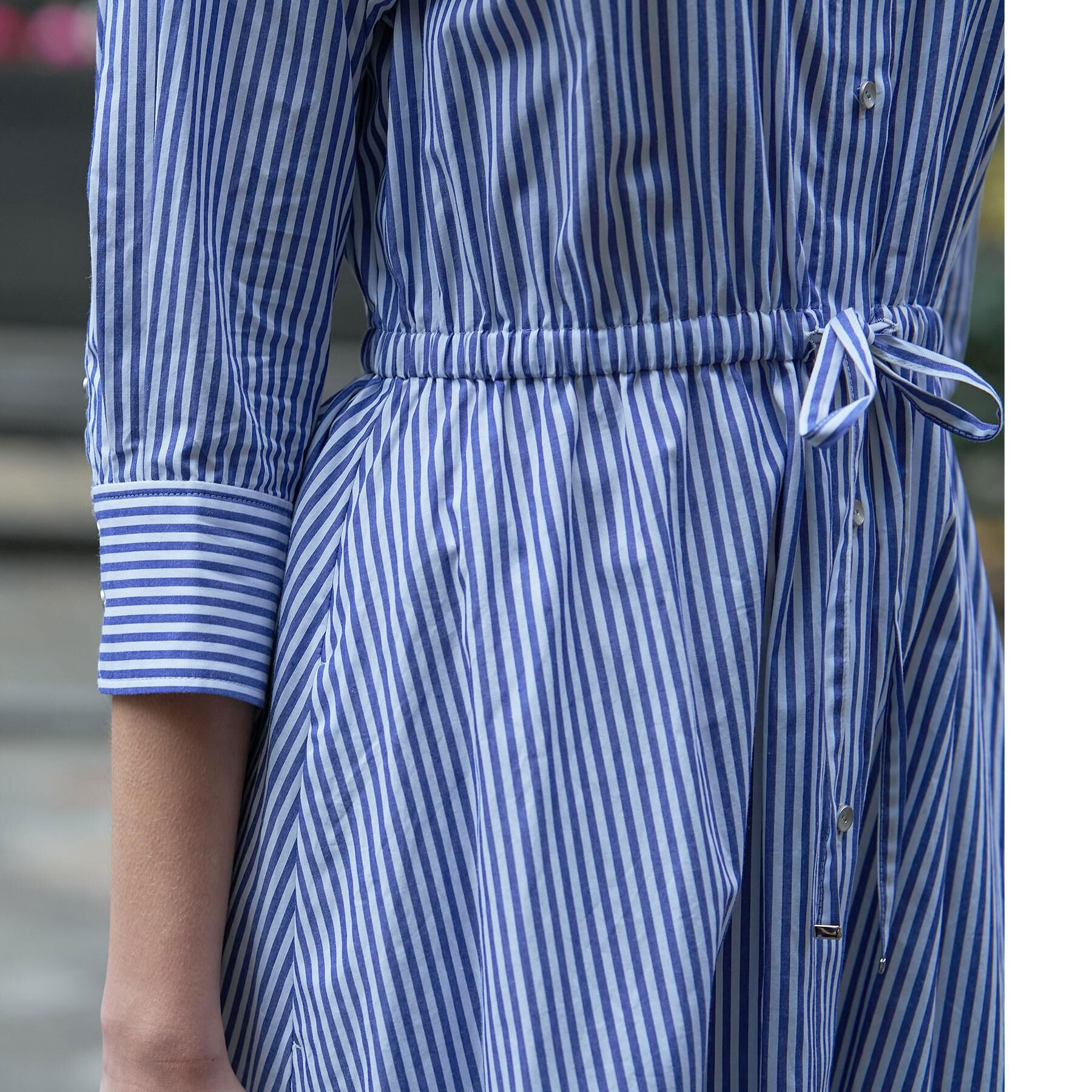 DRESSTERIOR「七分袖ストライプシャツワンピース」|ワンピース|