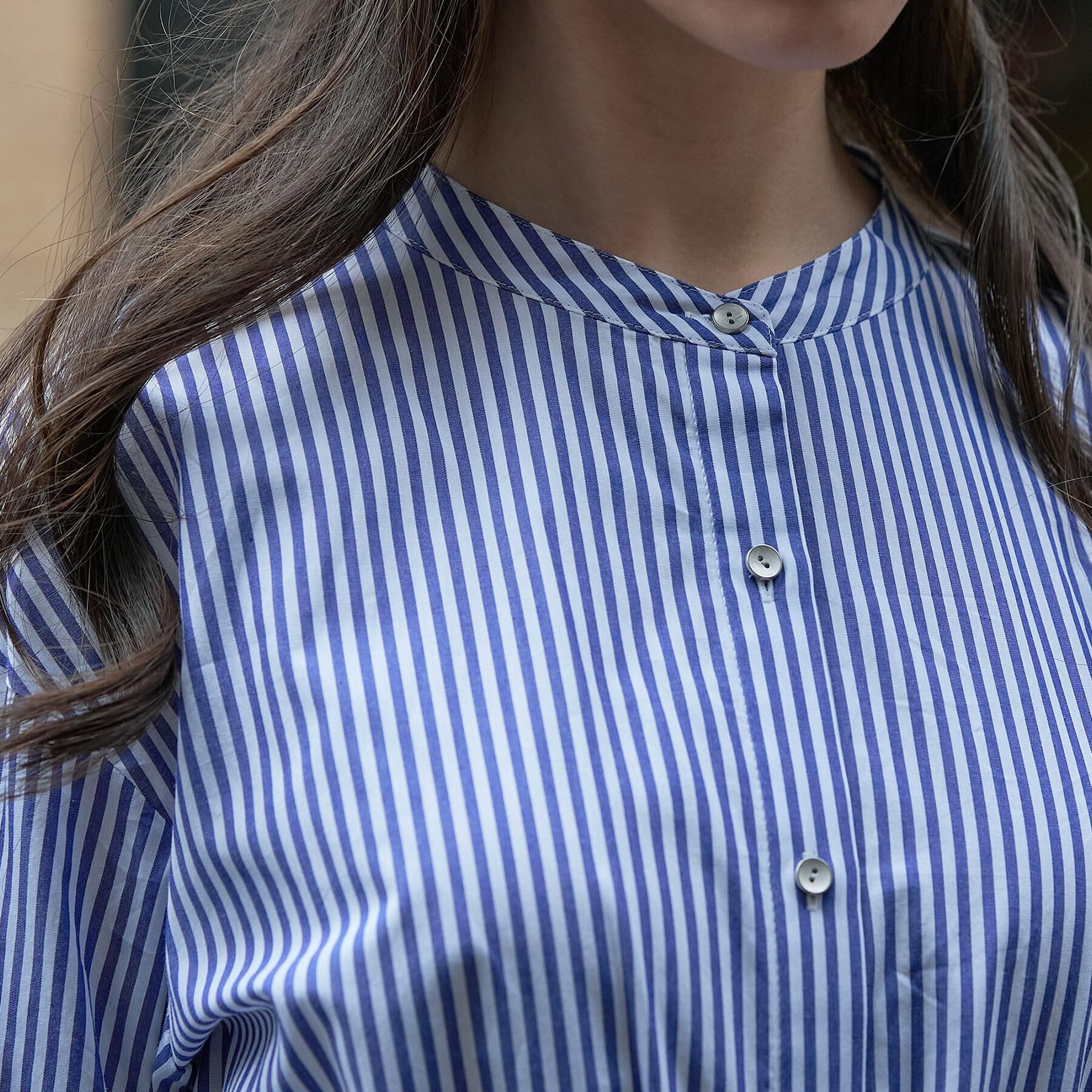 DRESSTERIOR「七分袖ストライプシャツワンピース」|ワンピース|