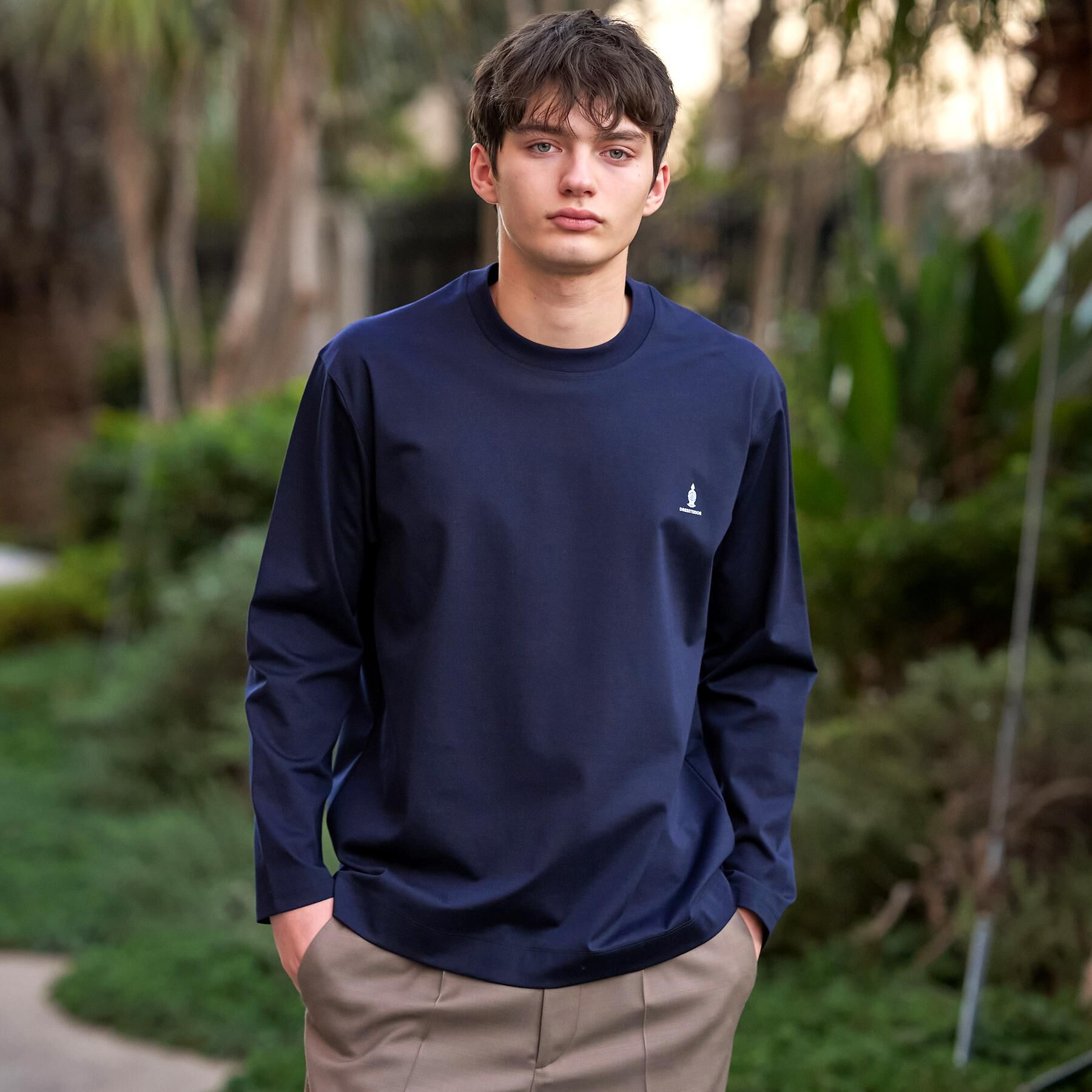 DRESSTERIOR「【接触冷感/UVカット/抗菌防臭/しわ防止】クールデオドラント ロングTシャツ」|Tシャツ・カットソー|ネイビー(094)