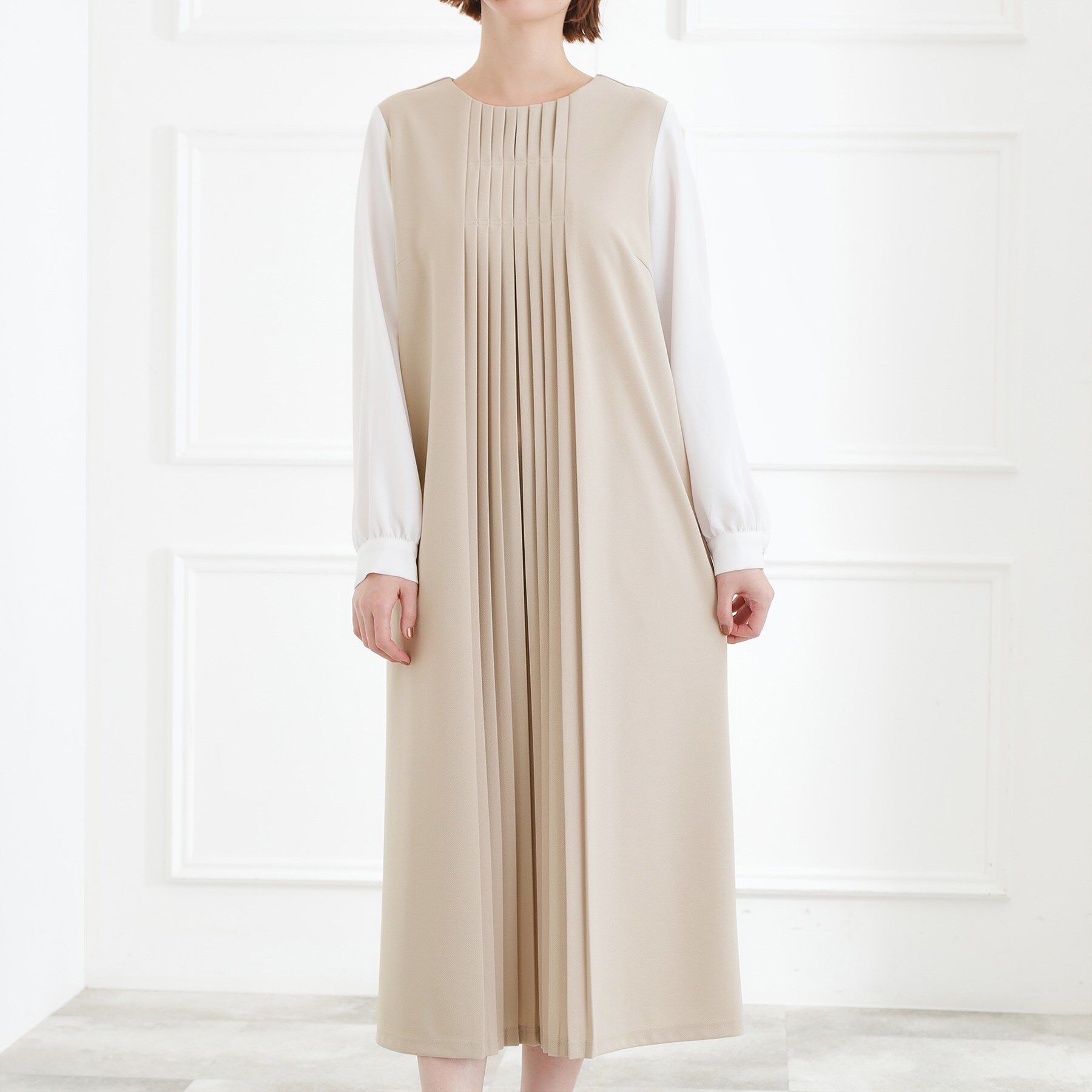 grove「【手洗いOK】フロントプリーツ袖コンシャスワンピース」|ワンピース|