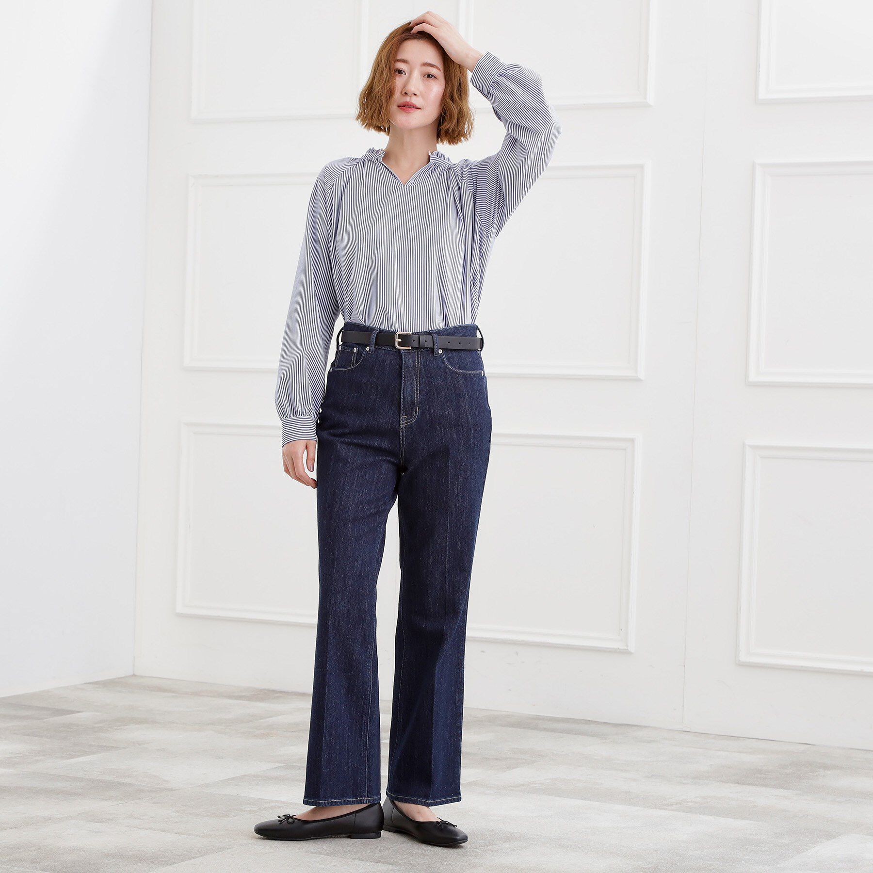 grove「【選べる着丈】美シルエットデニムソフトフレアーパンツ」|デニム|