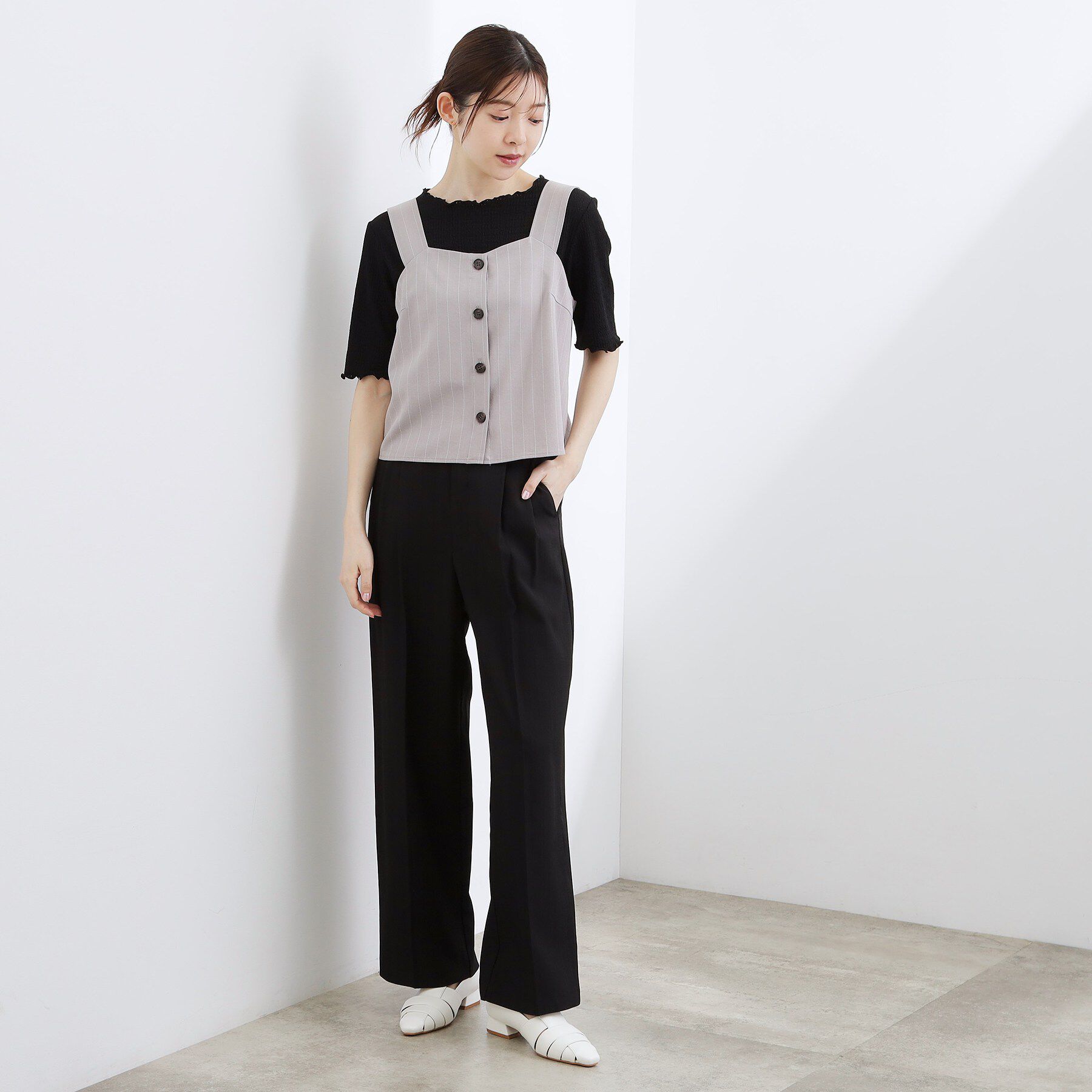 grove「【貴島明日香さん着用】リネンライクストライプワイドパンツ」|その他|