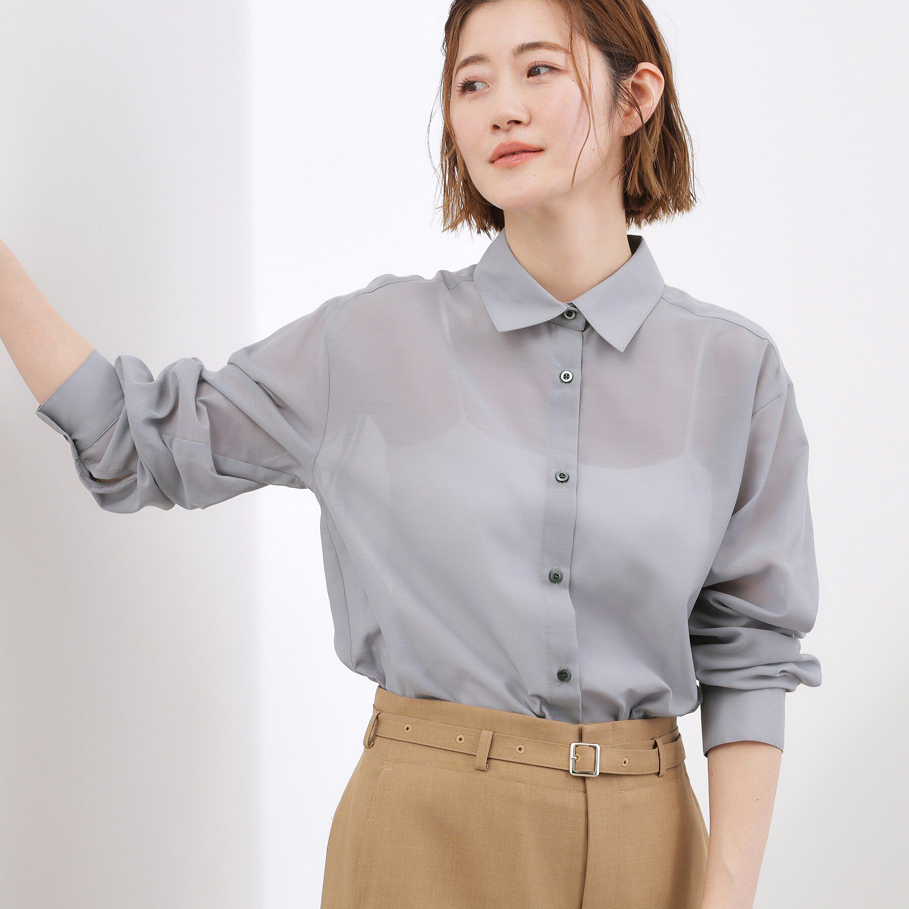 grove「【2点SET】今どきシアーシャツ＆キャミセット」|シャツ・ブラウス|