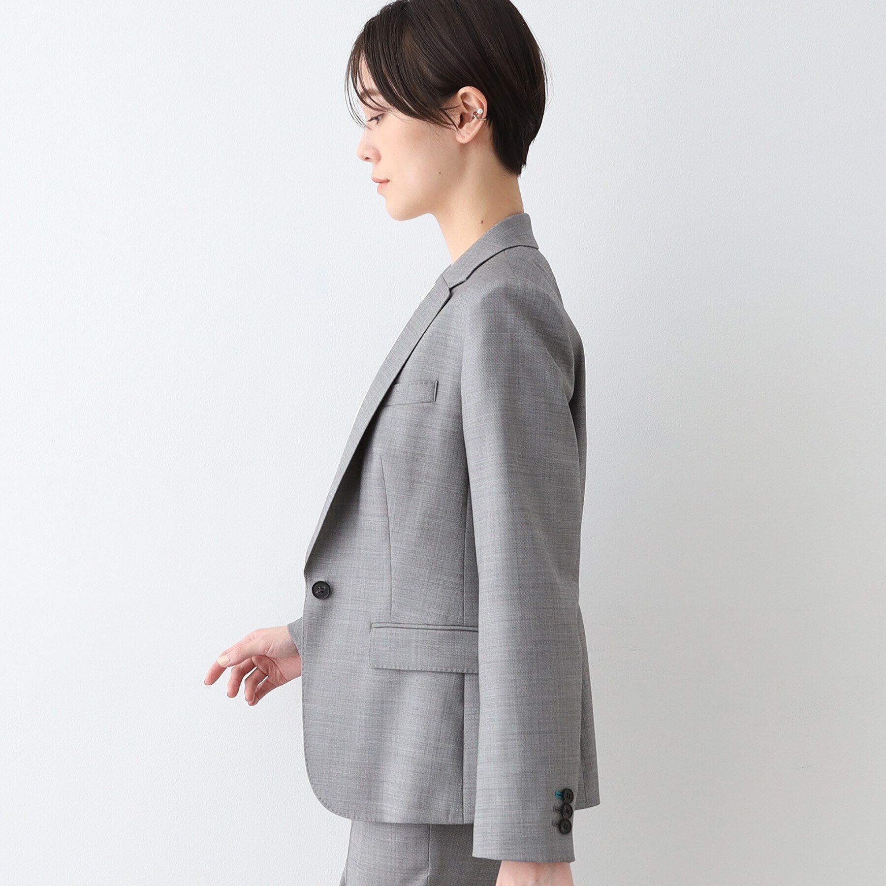 INDIVI「【日本製／インポート素材】ウールストレッチ テーラードカラージャケット」|スーツ|