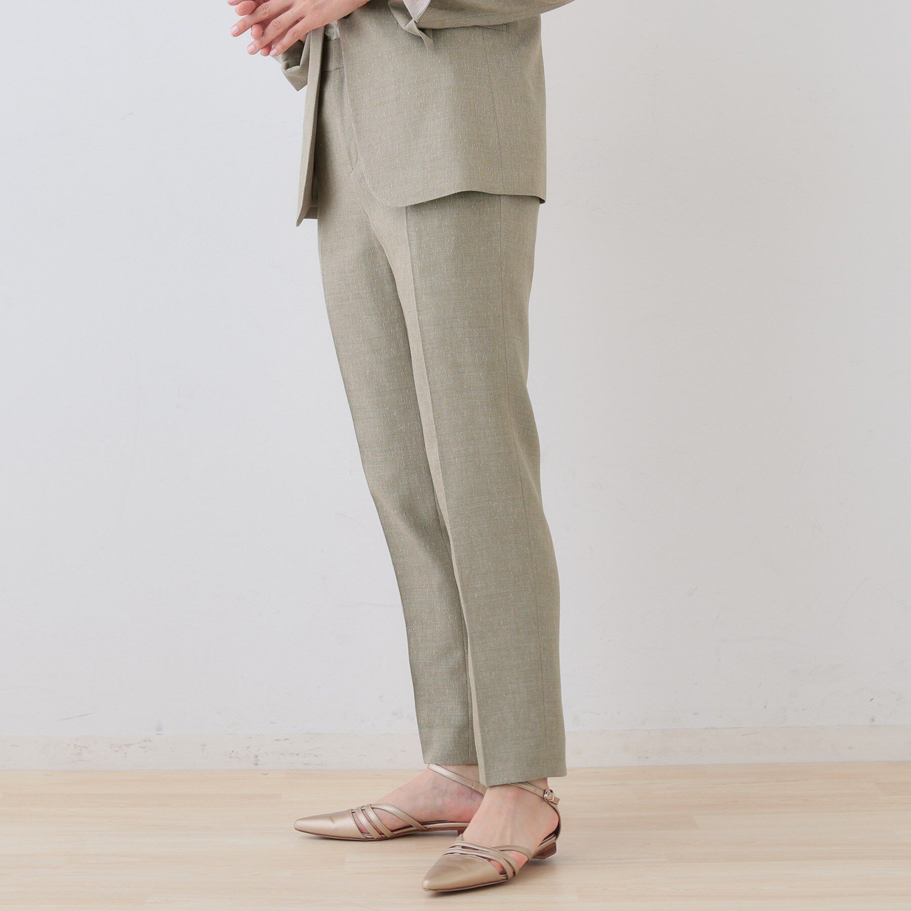 INDIVI「【日本製】リネンライクテーパードパンツ」|その他|