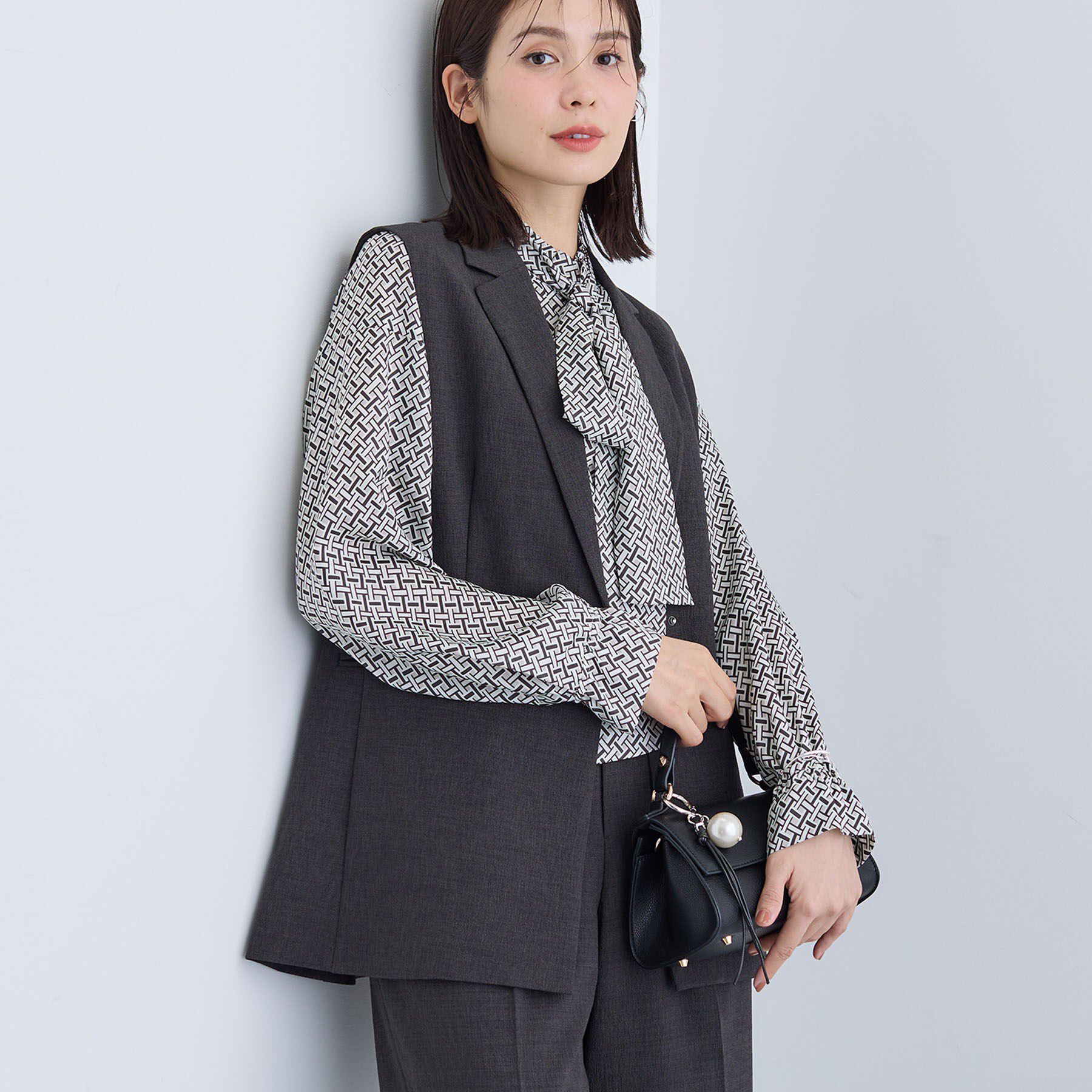 INDIVI「【セットアップ可能】凹凸ストレッチ素材テーラードカラージレジャケット」|テーラードジャケット|