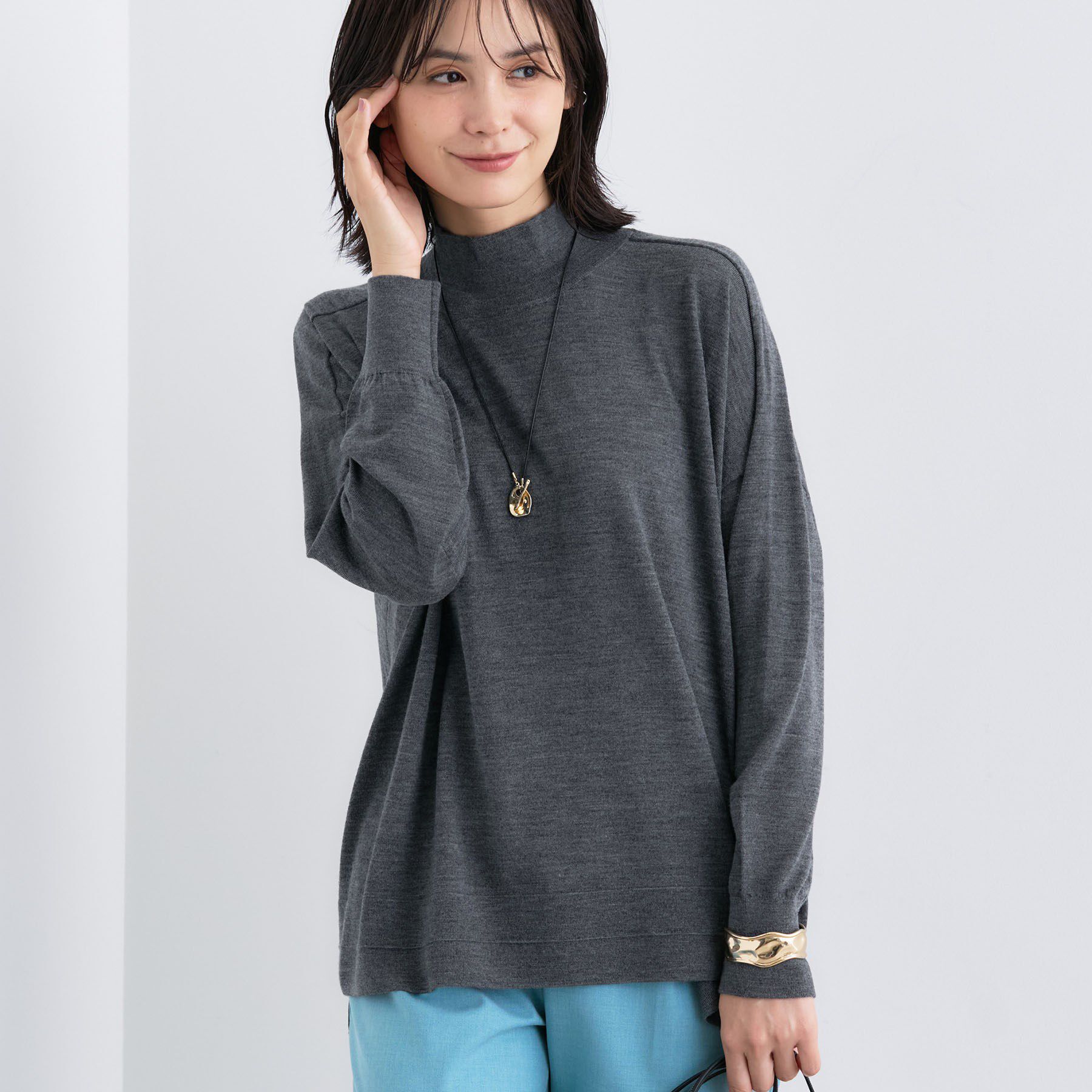 INDIVI「【洗える／毛玉になりにくい】エクストラファインウール ハイネックニット」|ニット・セーター|