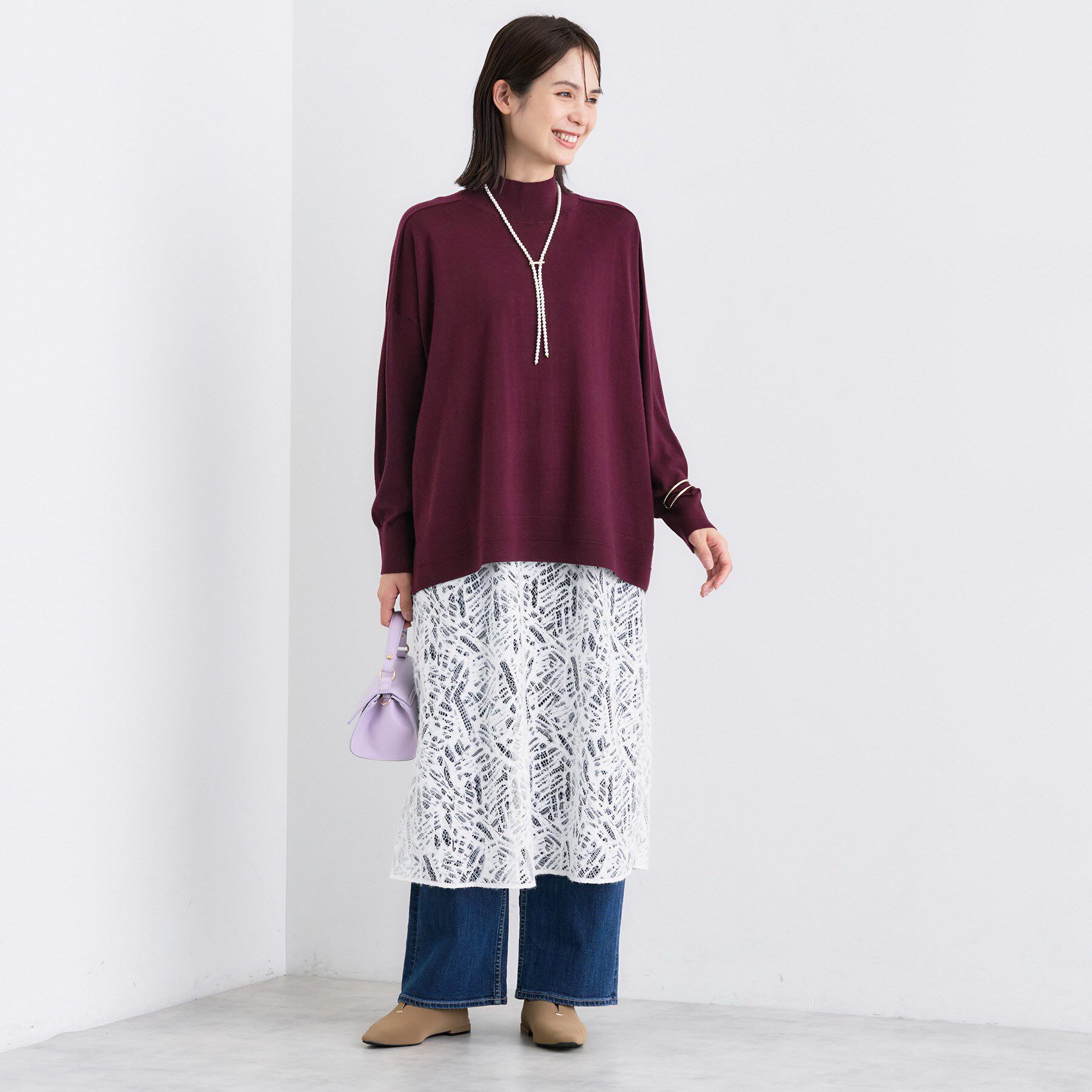 INDIVI「【洗える／毛玉になりにくい】エクストラファインウール ハイネックニット」|ニット・セーター|