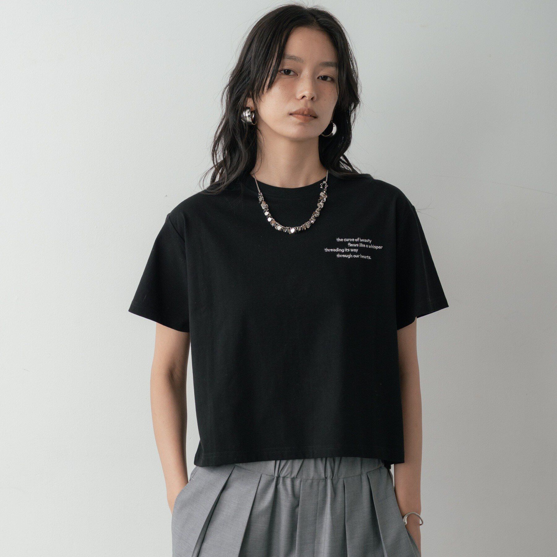 GALLEST「クルーネック刺繍Tシャツ」|Tシャツ・カットソー|ブラック(019)