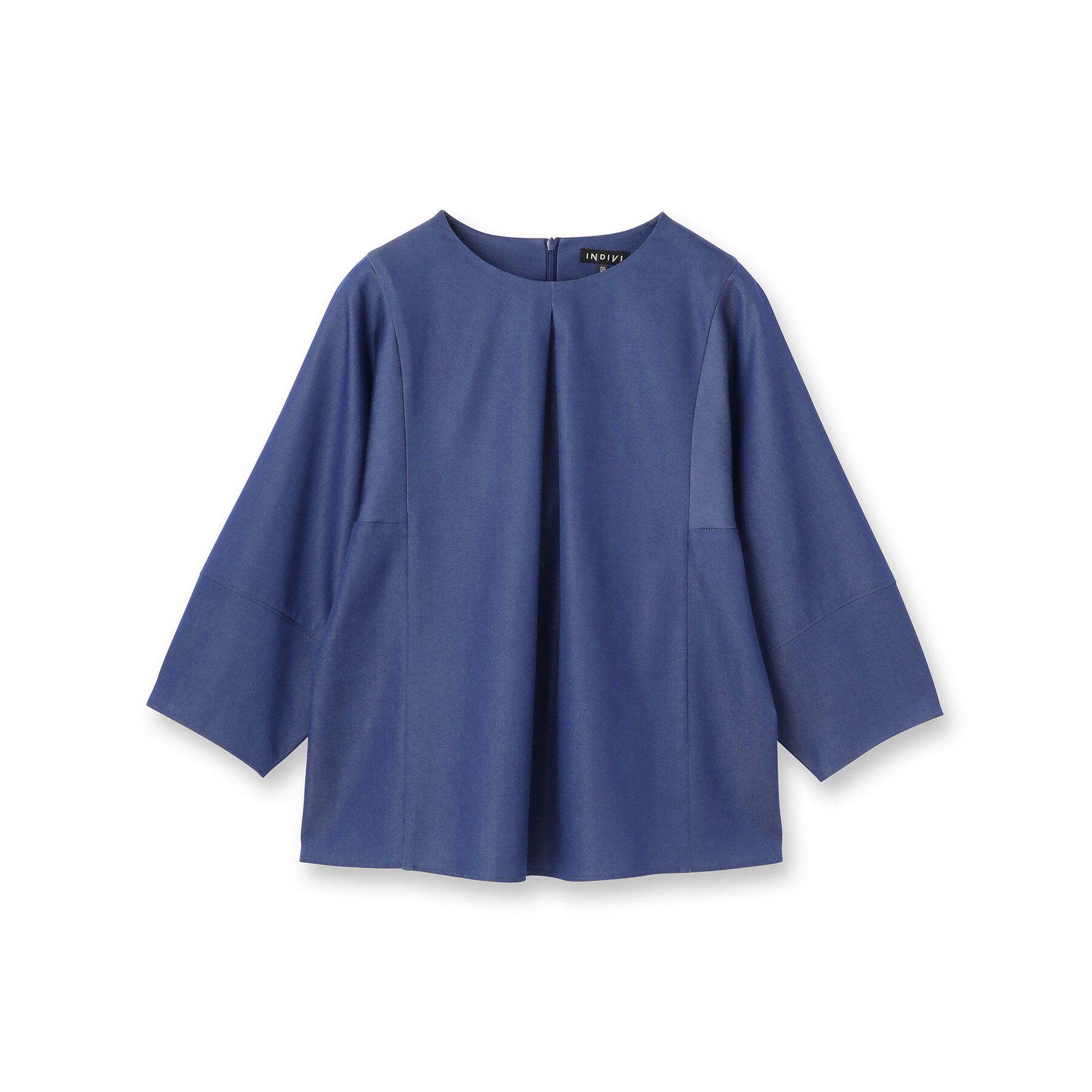 INDIVI「【洗える／UVケア／SETUP可能】デニムライク ランタン袖ブラウス」|シャツ・ブラウス|