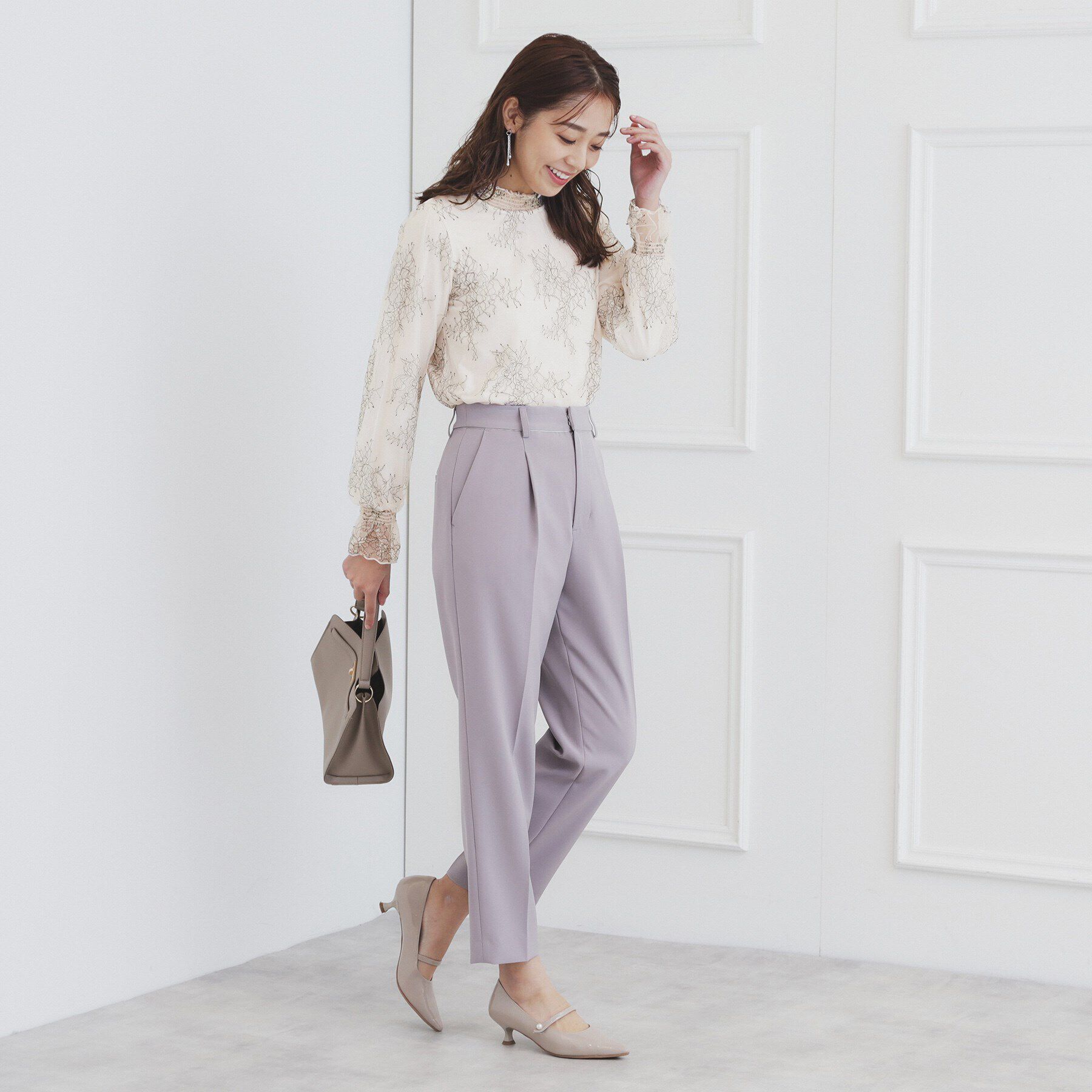 index「シャーリング総レーストップス【洗濯機洗い可】」|Tシャツ・カットソー|