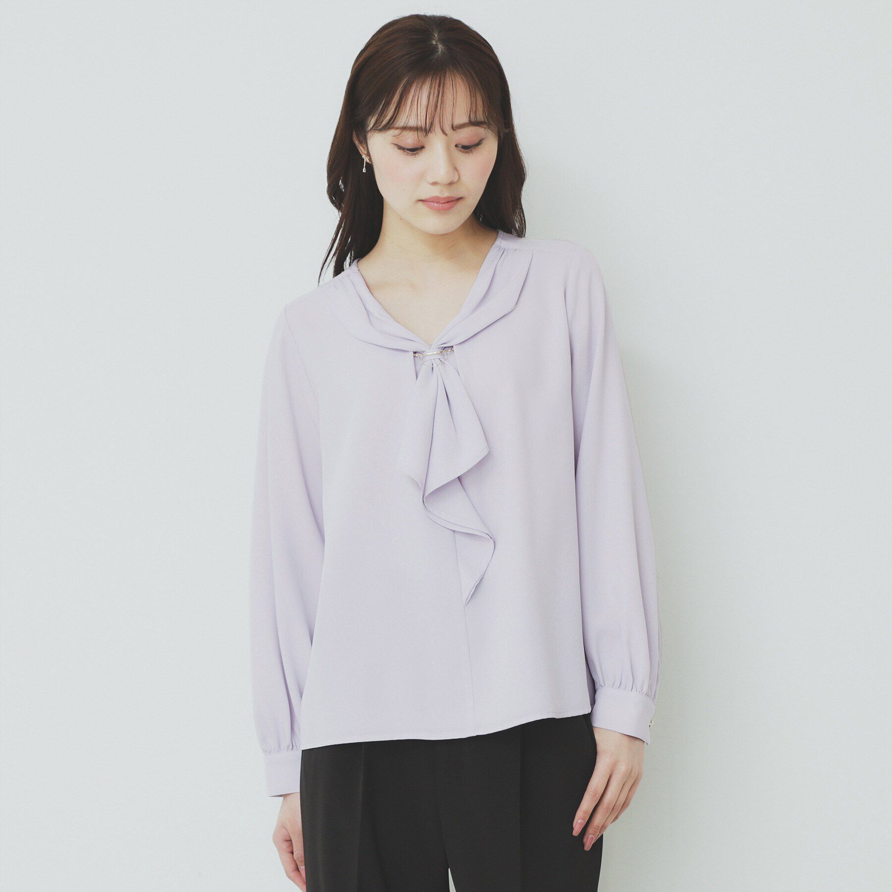 index「ストレッチラッフルボウタイブラウス【洗濯機洗い可/防シワ】」|シャツ・ブラウス|
