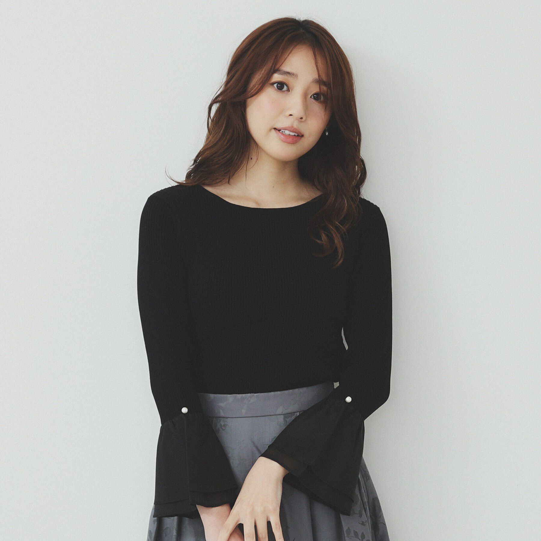 index「フレアスリーブリブニット【洗濯機洗い可】」|ニット・セーター|