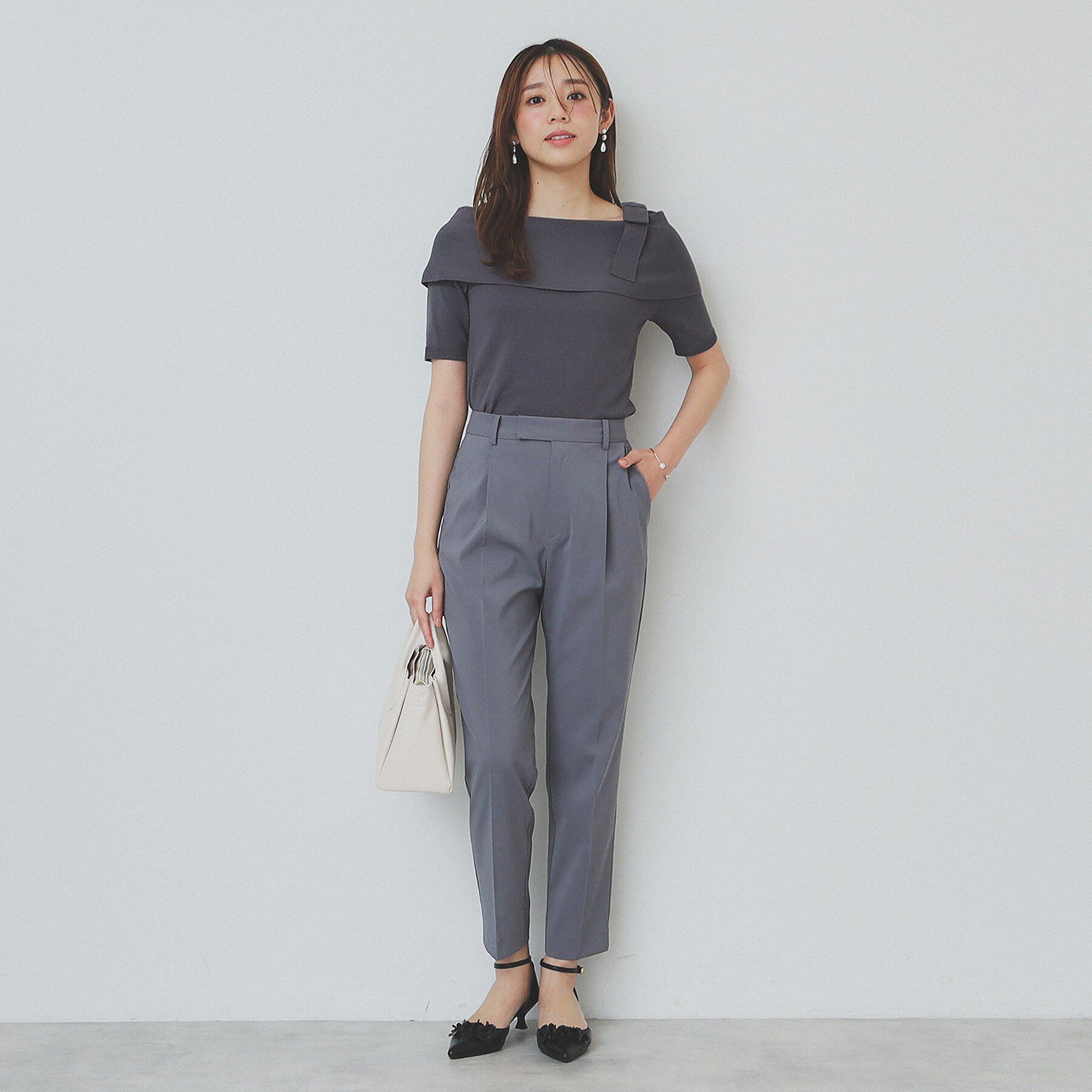 index「アシメリボンオフショルニット【洗濯機洗い可】」|ニット・セーター|