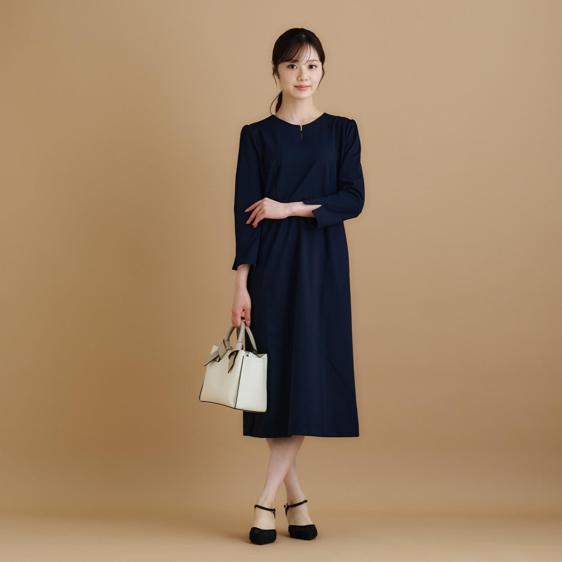 index「ストレッチキーネックワンピース【洗濯機OK/イージーアイロン】」|ワンピース|