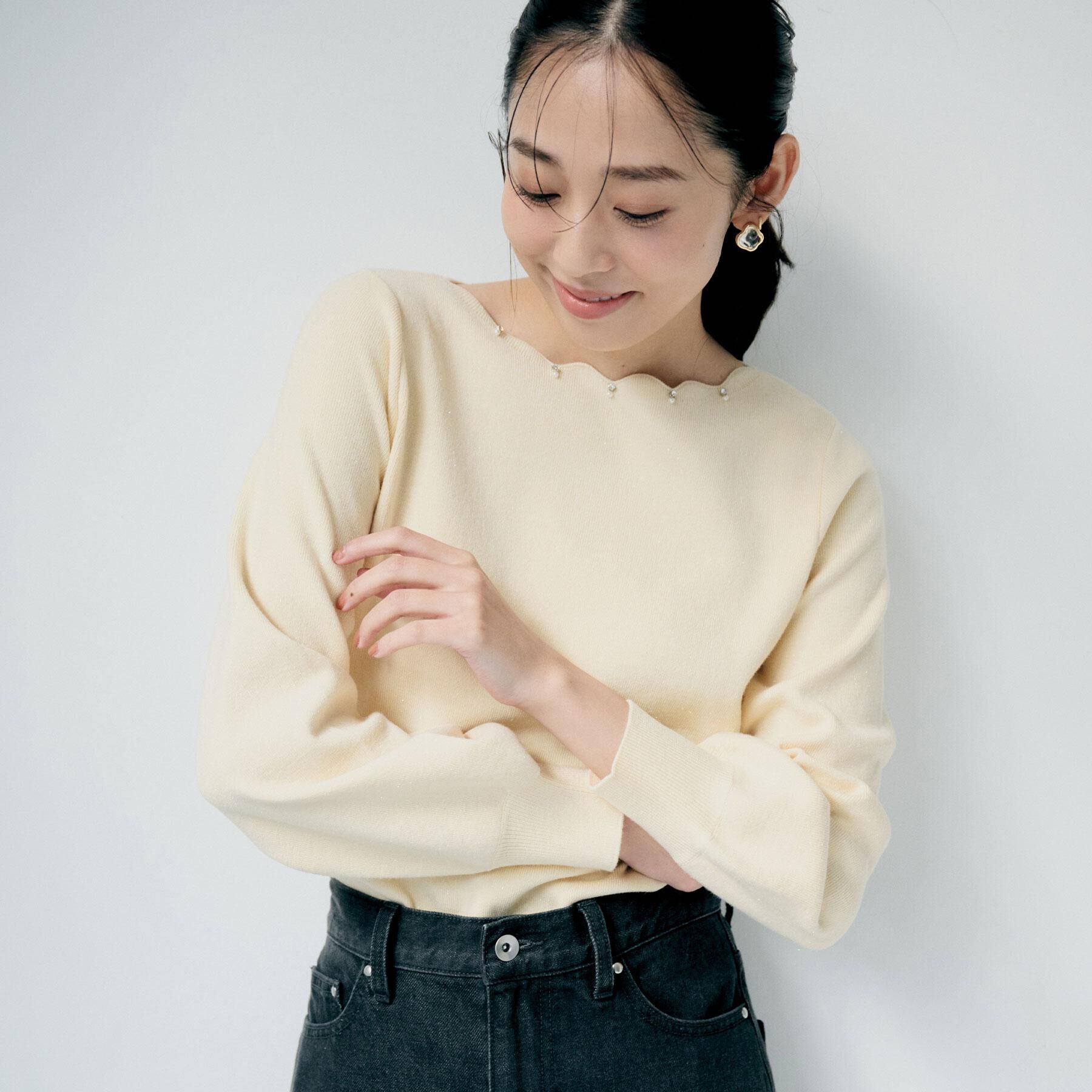 index「ラメスカラップビジューデザインニット【洗濯機OK】《6col/S～LL》」|ニット・セーター|