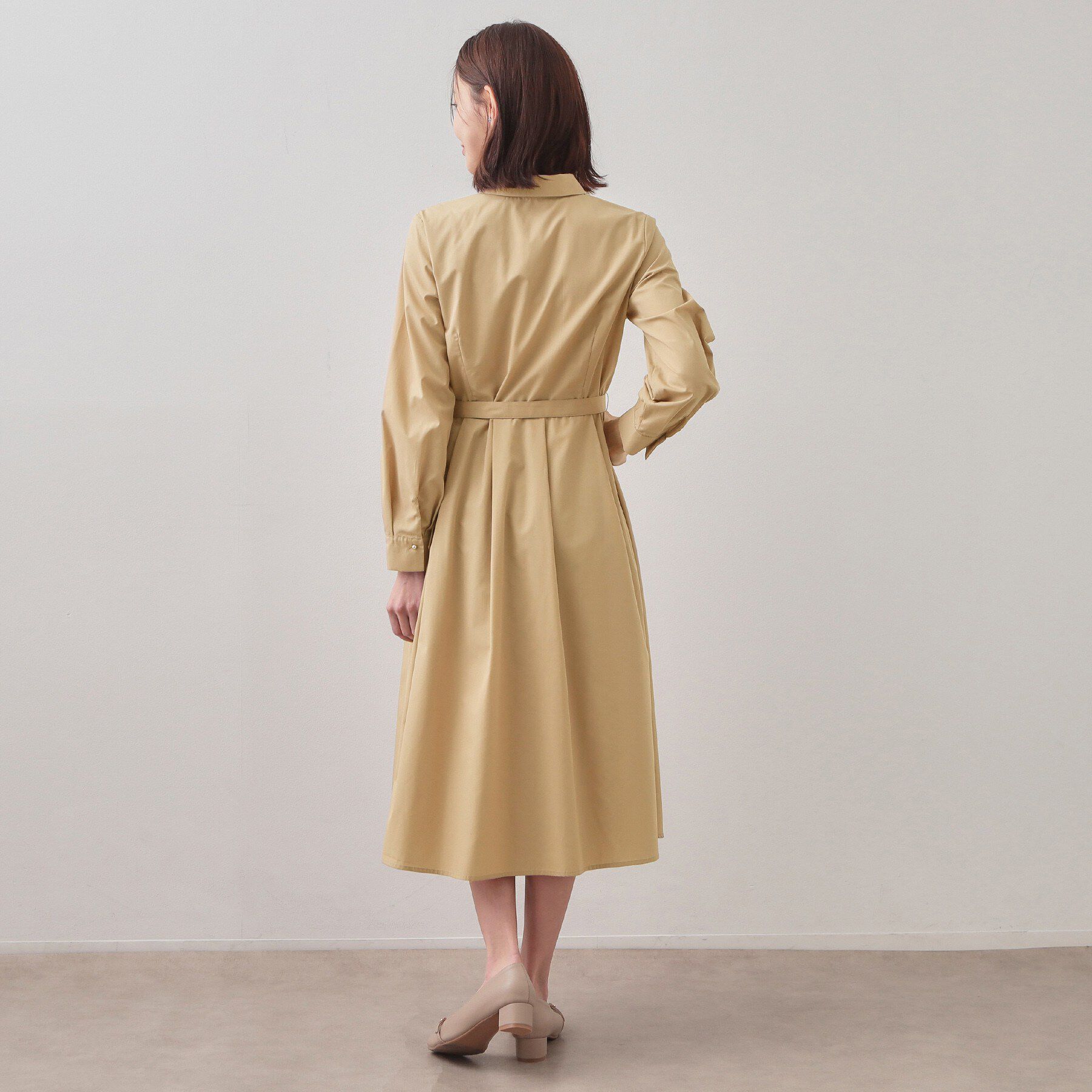 index「ベルト付きタックシャツワンピース【洗濯機OK・イージーアイロン】」|ワンピース|