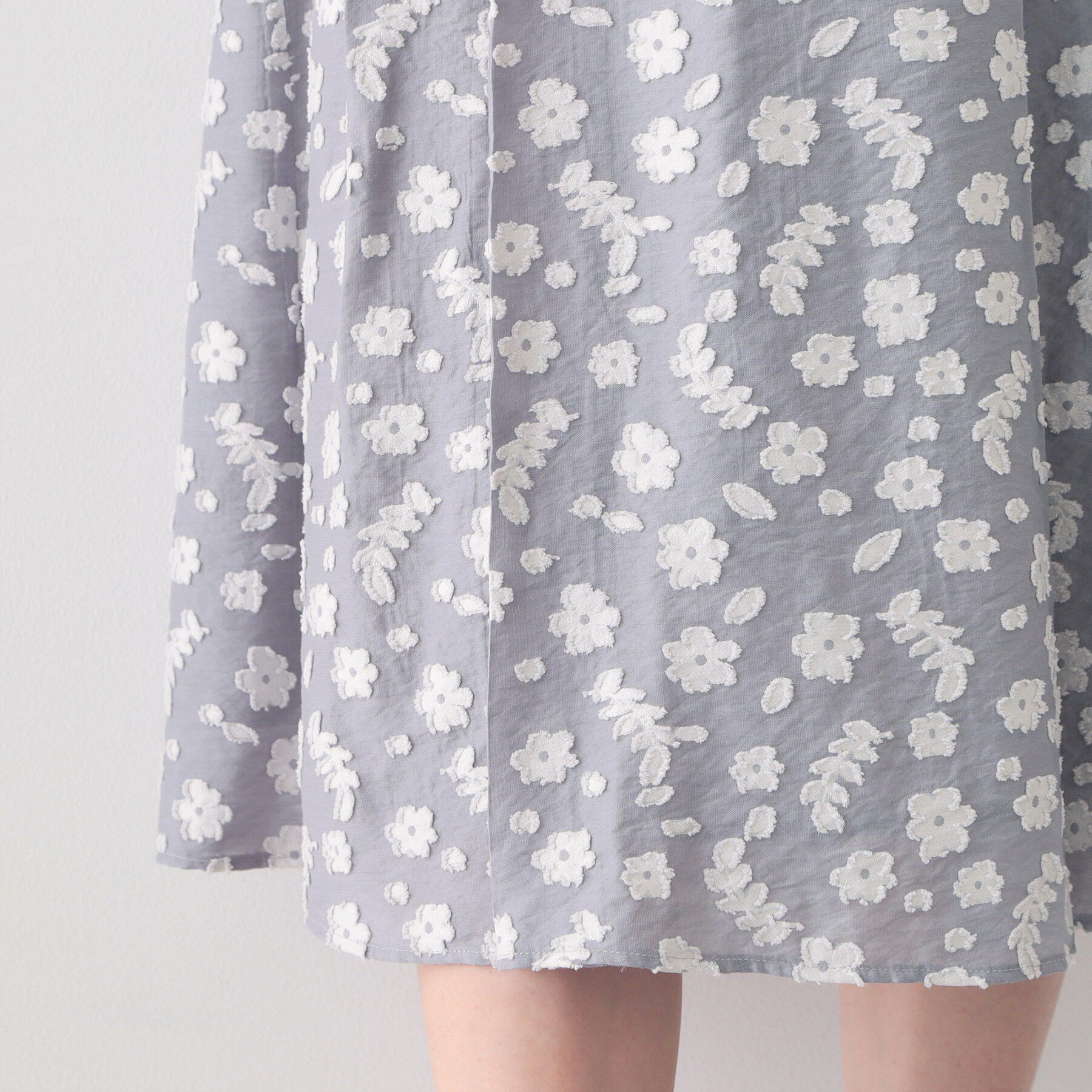 index「麻調花柄ジャカードフレアスカート【ハンドウォッシャブル】」|スカート|