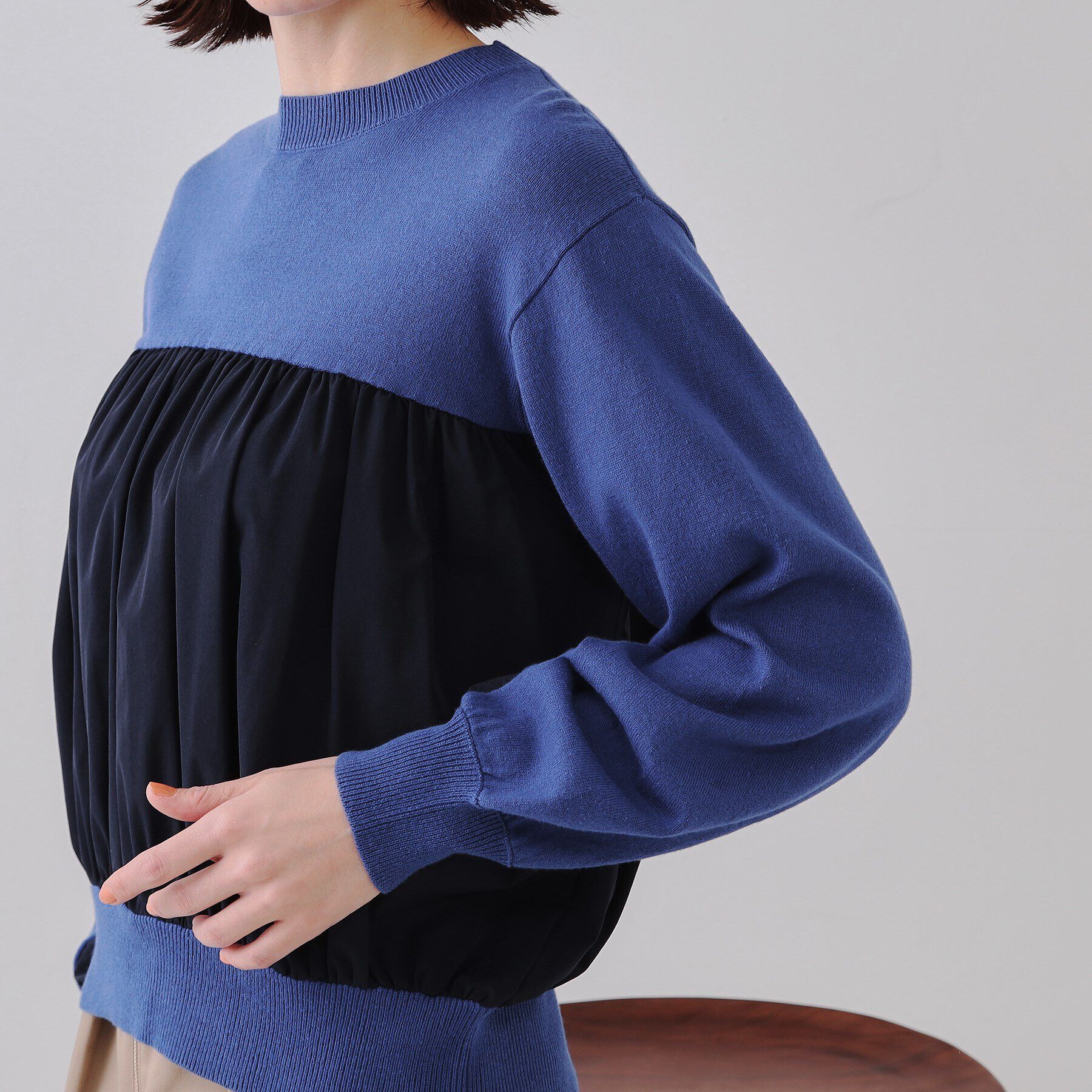 OPAQUE.CLIP「ギャザーフハクドッキングニット【洗濯機洗い可】」|ニット・セーター|