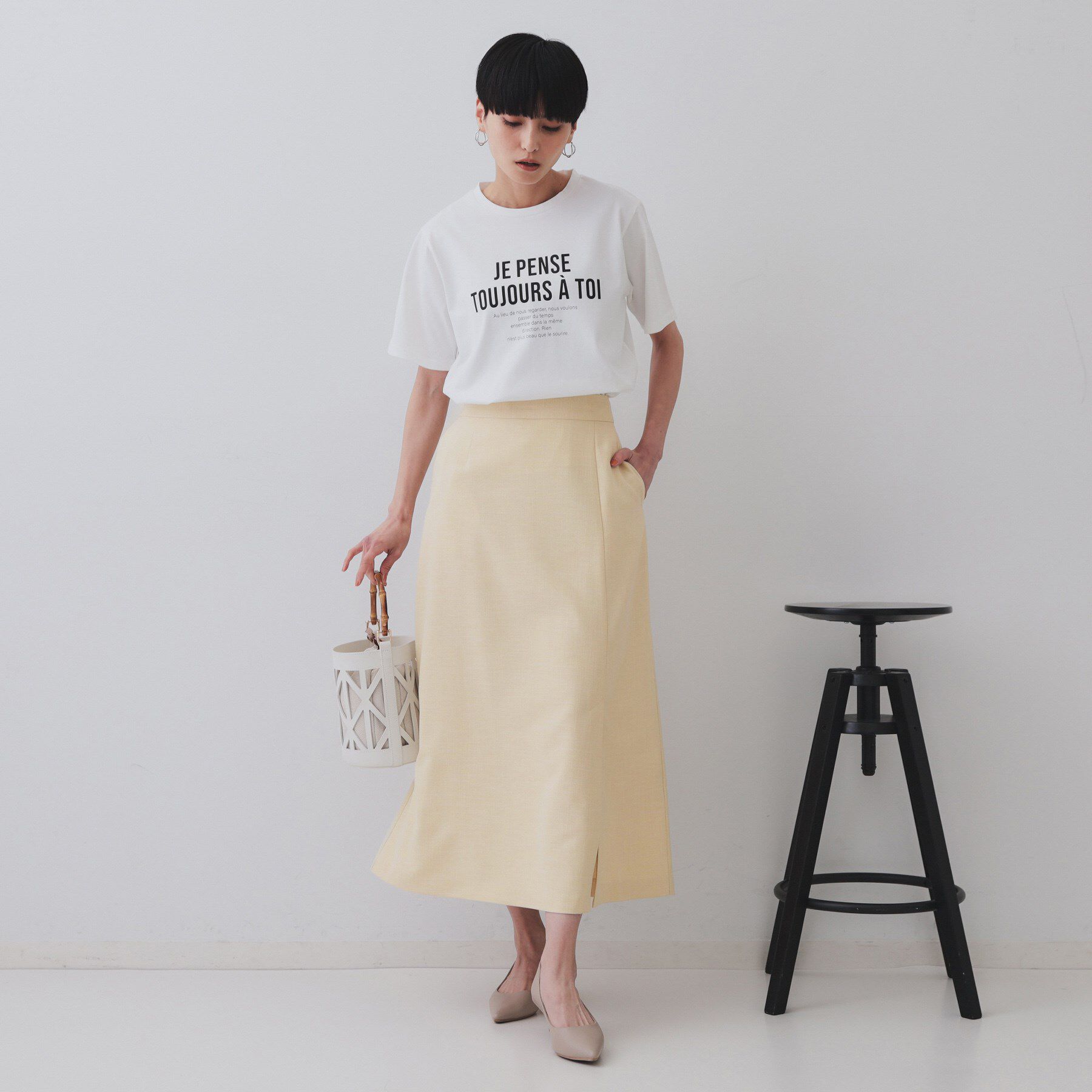 OPAQUE.CLIP「メランジナローフレアスカート／セットアップ対応可【洗濯機洗い可】」|スカート|