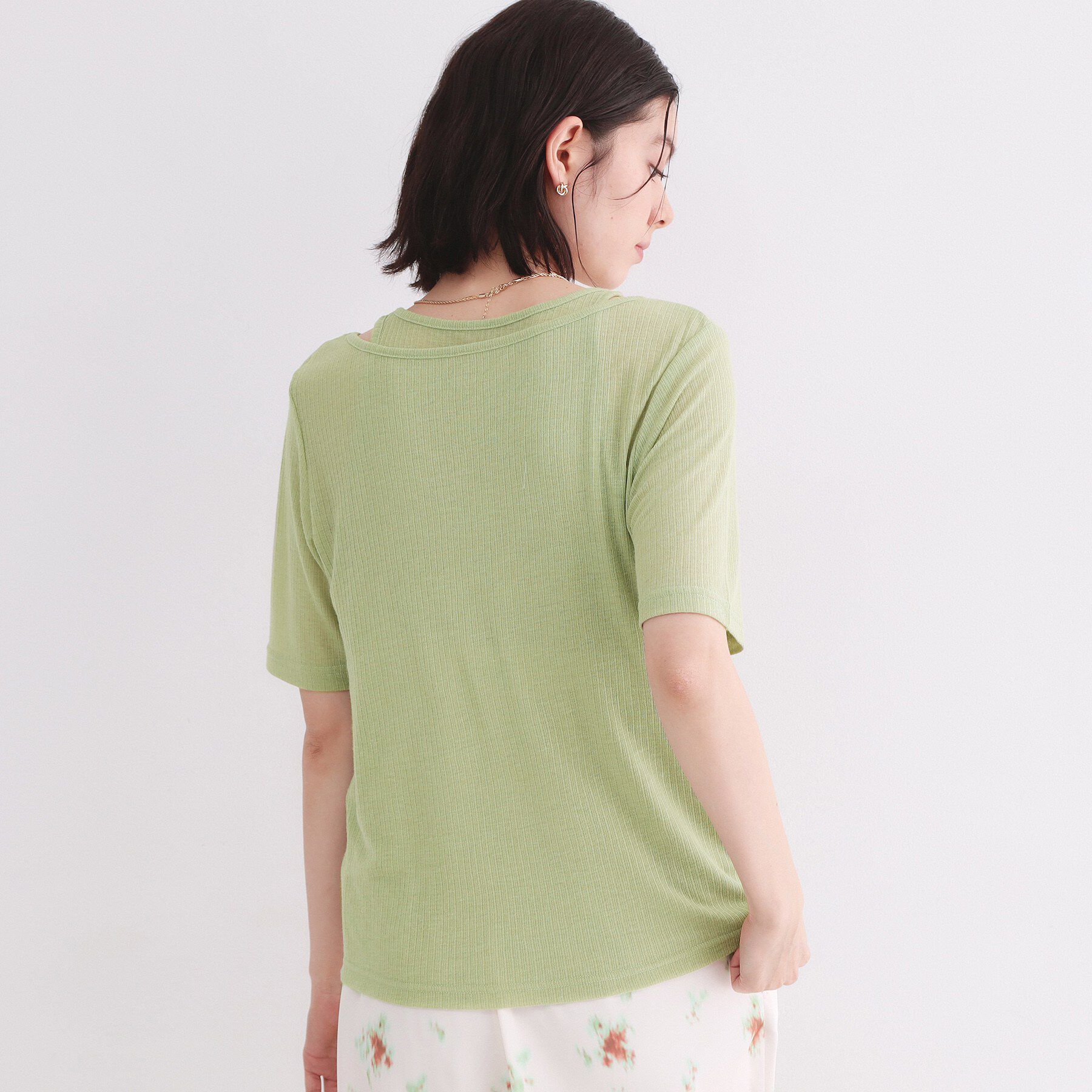 OPAQUE.CLIP「シアーリブレイヤードカットソー【洗濯機洗い可】」|Tシャツ・カットソー|