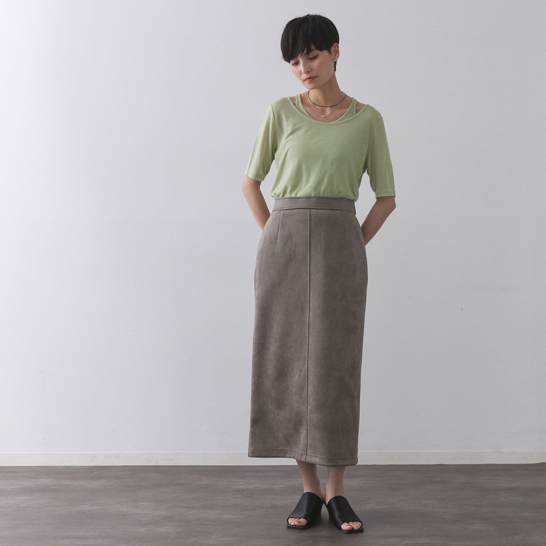 OPAQUE.CLIP「シアーリブレイヤードカットソー【洗濯機洗い可】」|Tシャツ・カットソー|