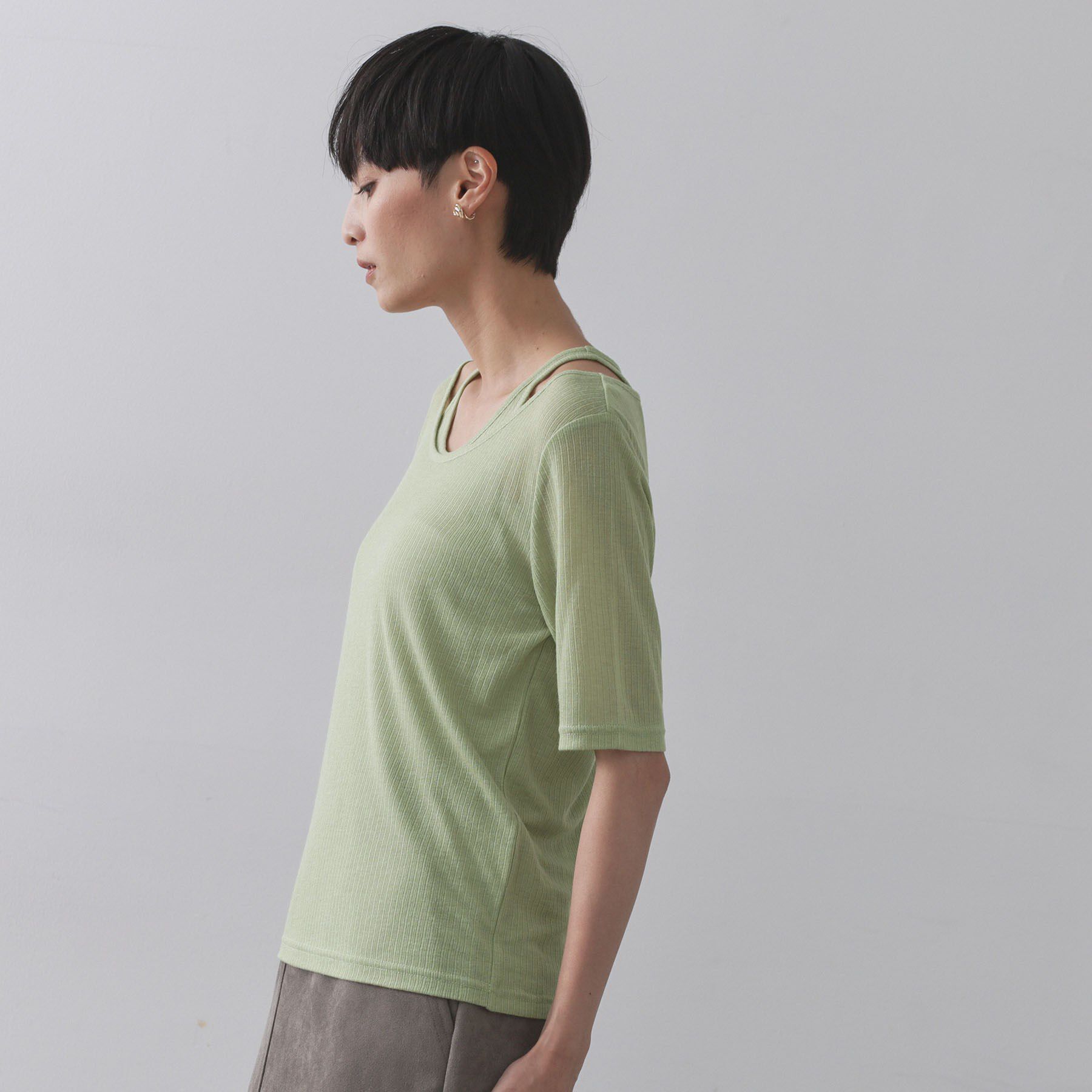 OPAQUE.CLIP「シアーリブレイヤードカットソー【洗濯機洗い可】」|Tシャツ・カットソー|