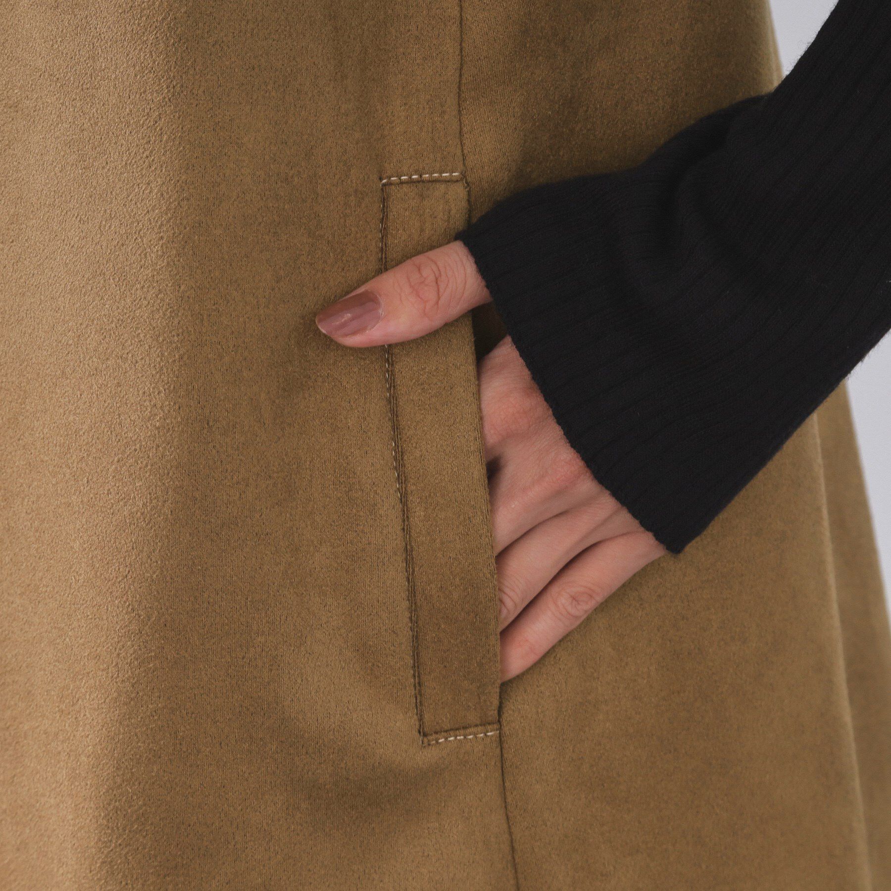 OPAQUE.CLIP「スエードライクVネックジャンドレ【洗濯機OK】」|ワンピース|