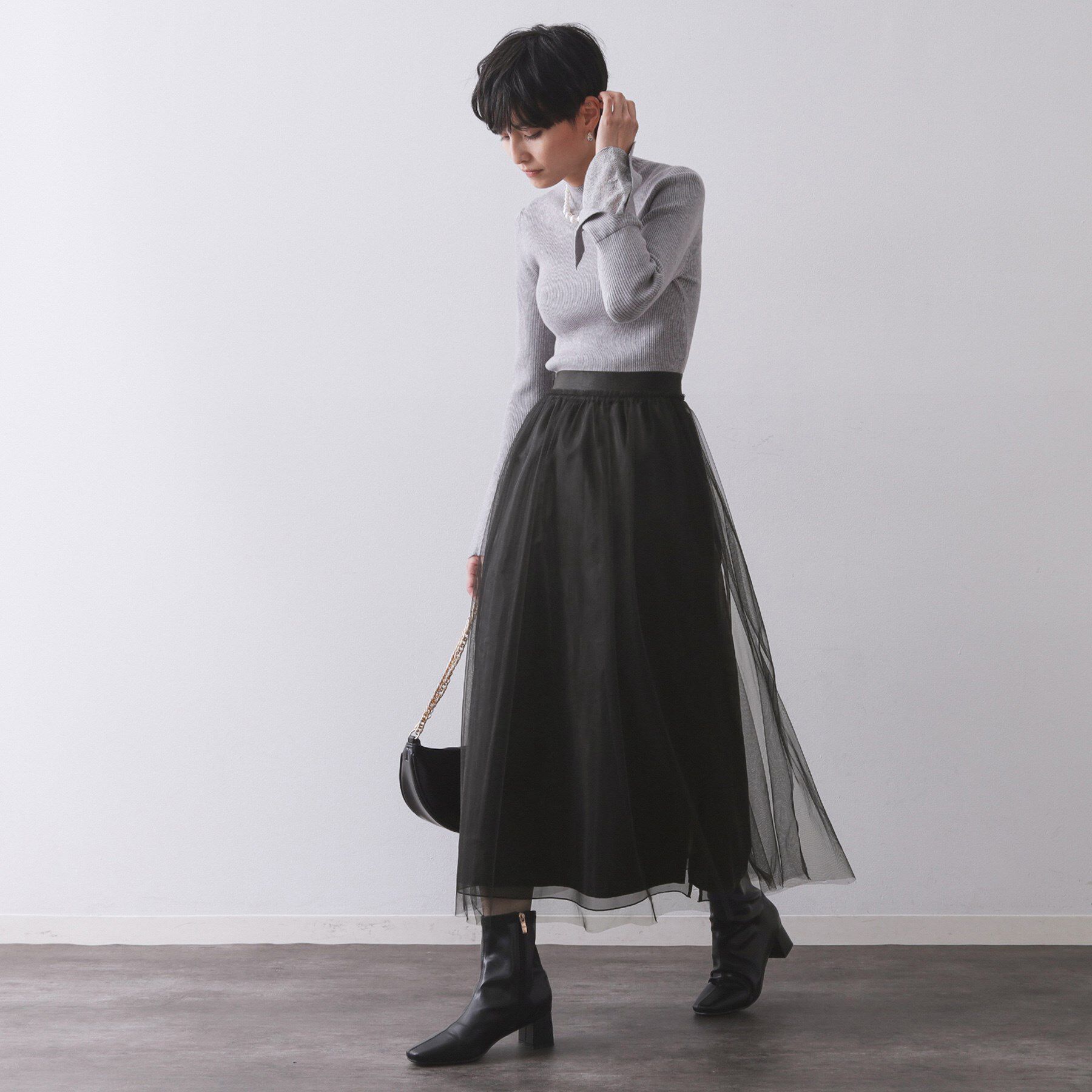 OPAQUE.CLIP「チュールイージーギャザースカート【洗濯機OK】」|スカート|