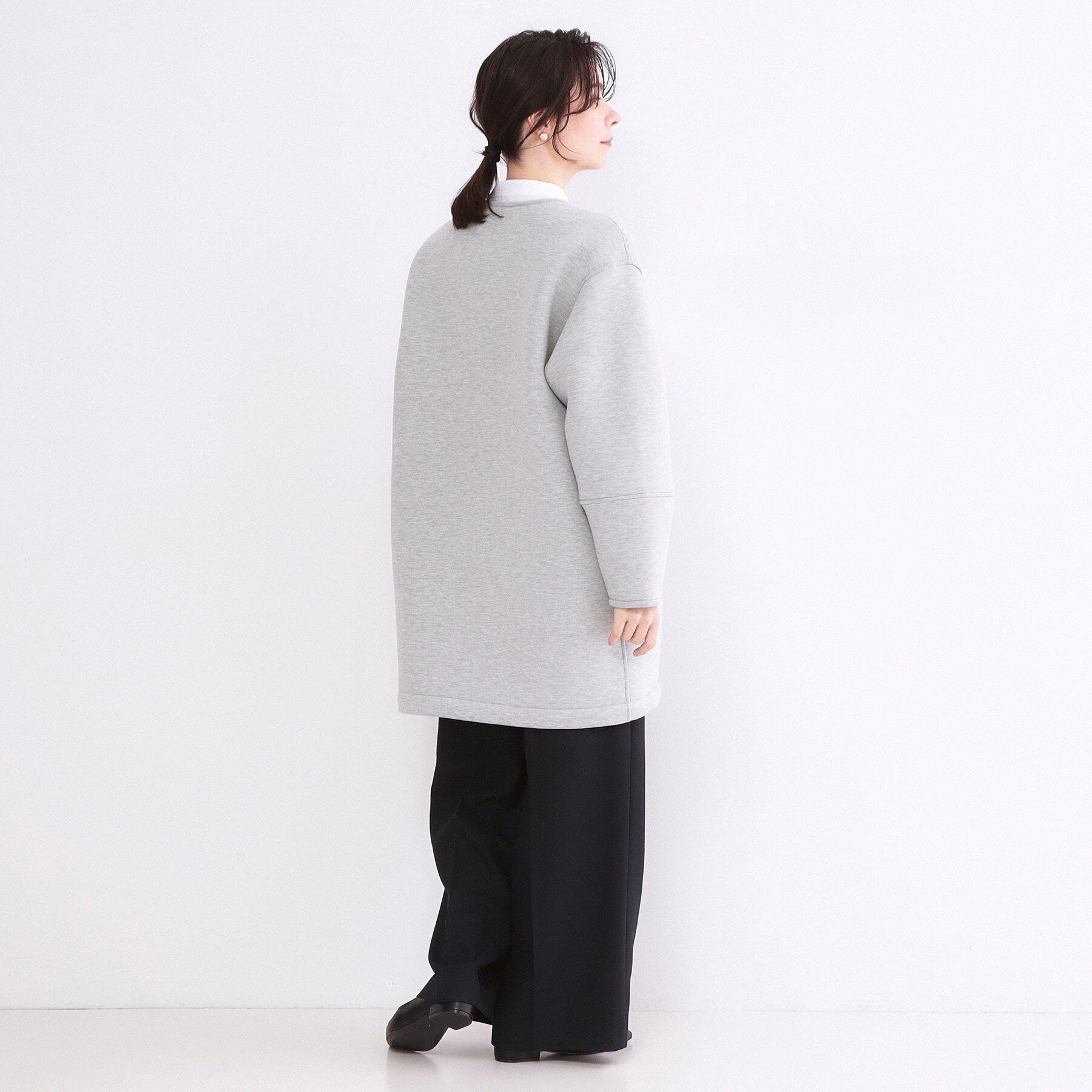 OPAQUE.CLIP「リバーシブル配色ノーカラーコート【洗濯機OK】」|ノーカラーコート|