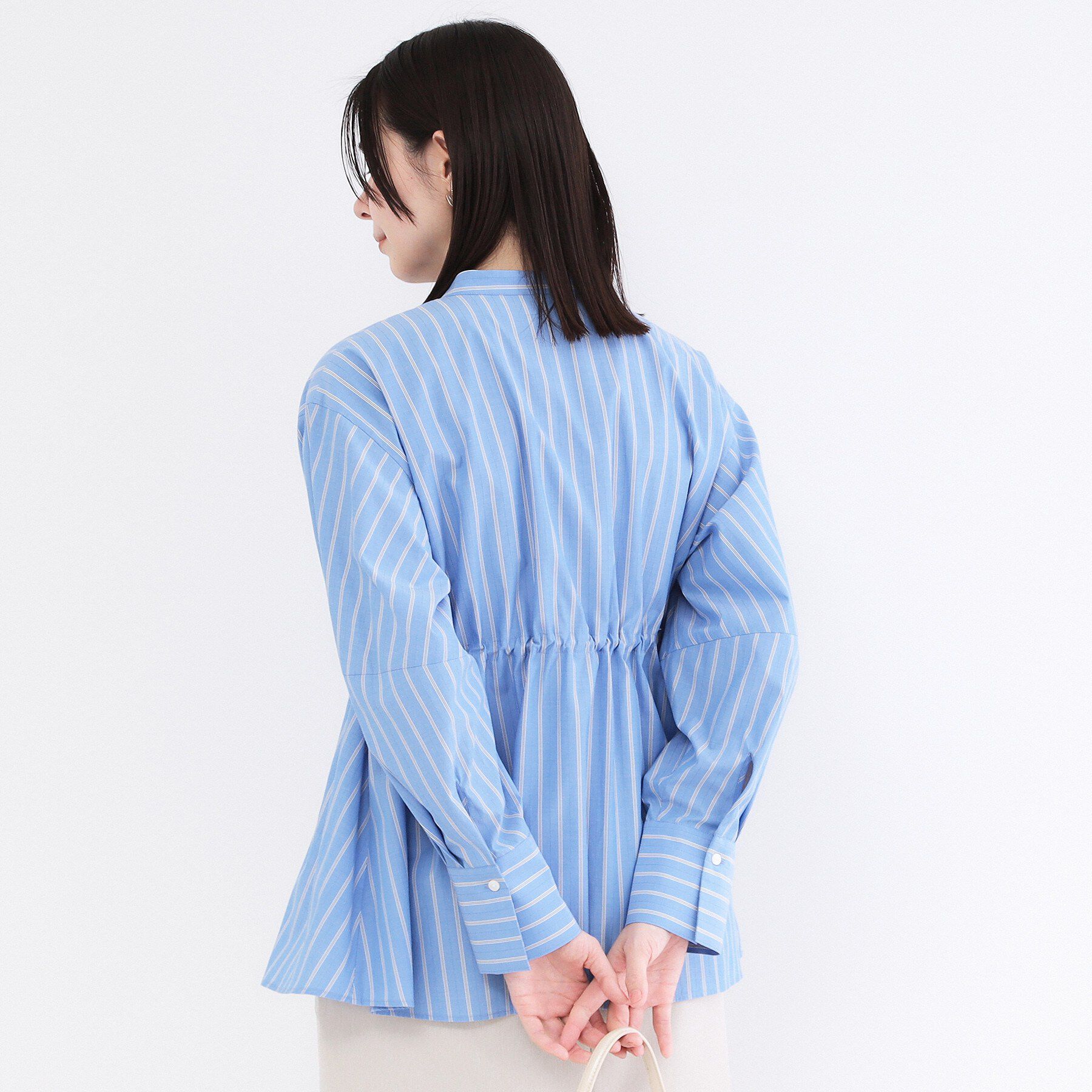 OPAQUE.CLIP「ストライプペプラムデザインブラウス【洗濯機OK】」|シャツ・ブラウス|
