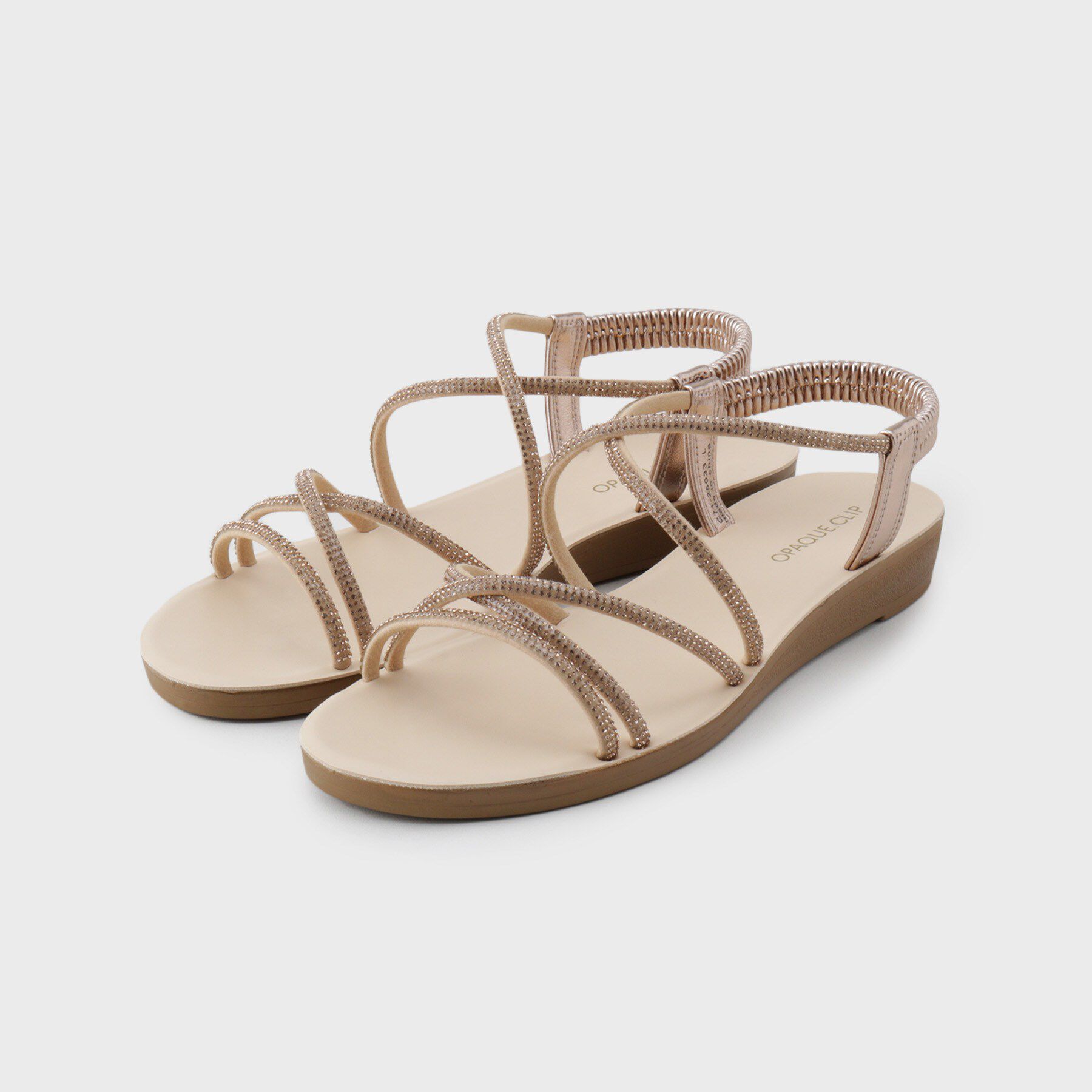 OPAQUE.CLIP「ビジュー細ストラップサンダル」|サンダル|ピンクゴールド(00
