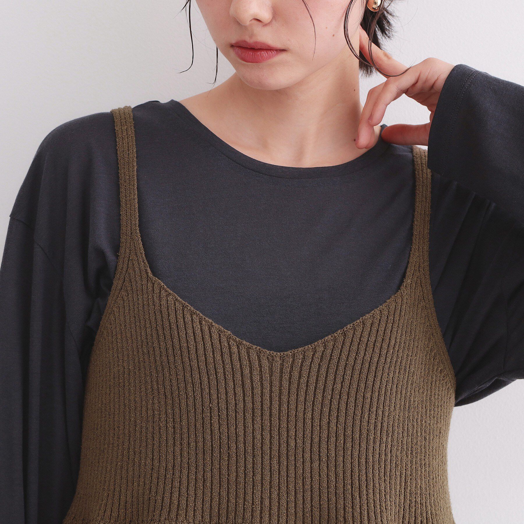 OPAQUE.CLIP「ニットペプラムキャミソール【洗濯機OK】」|キャミソール|